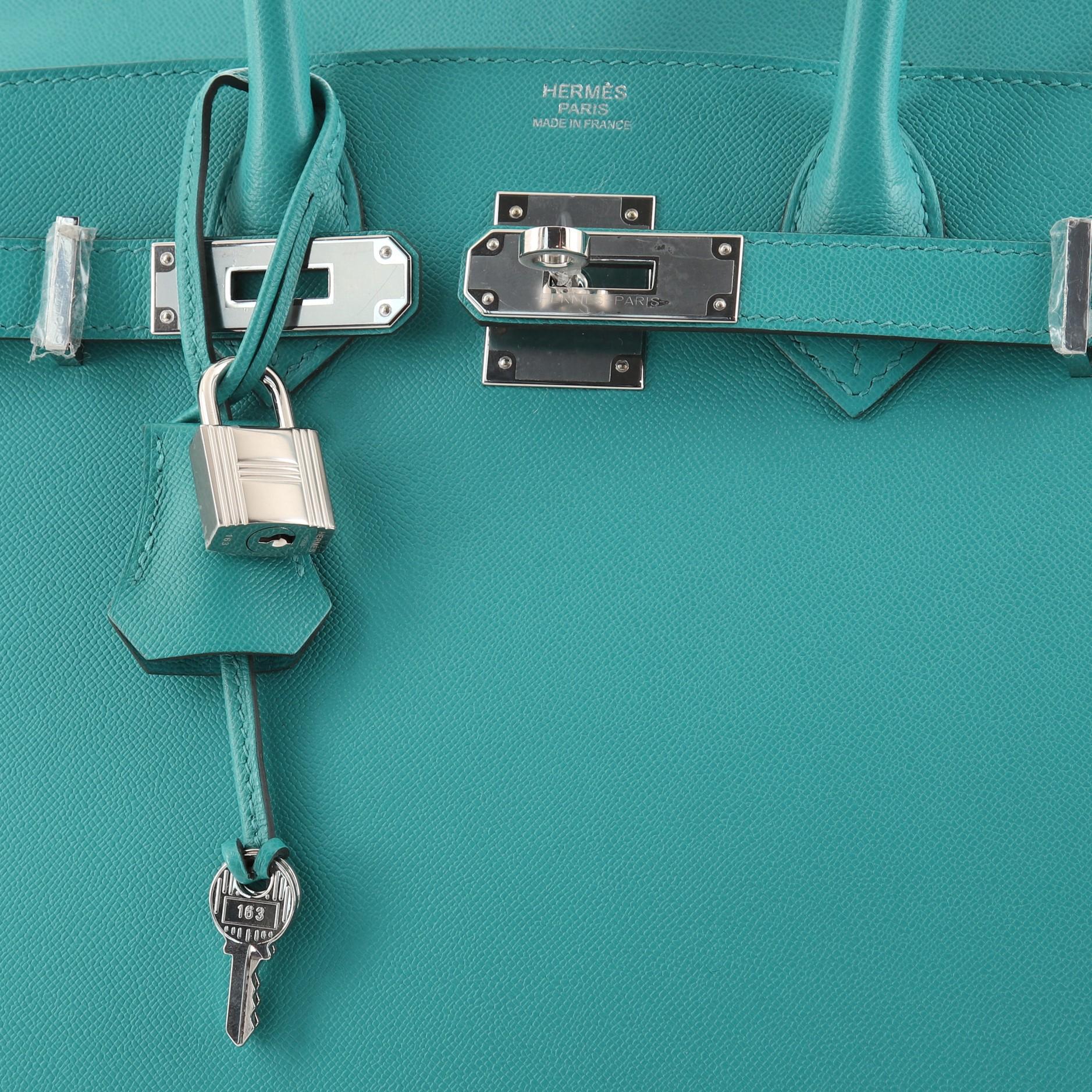 Hermes Birkin Sellier Bag Vert Verone Madame with Palladium Hardware 30 In Good Condition In NY, NY