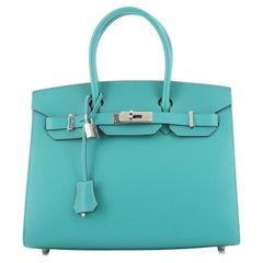 Hermès Birkin Sellier Tasche Vert Verone Madame mit Palladiumbeschlägen 30