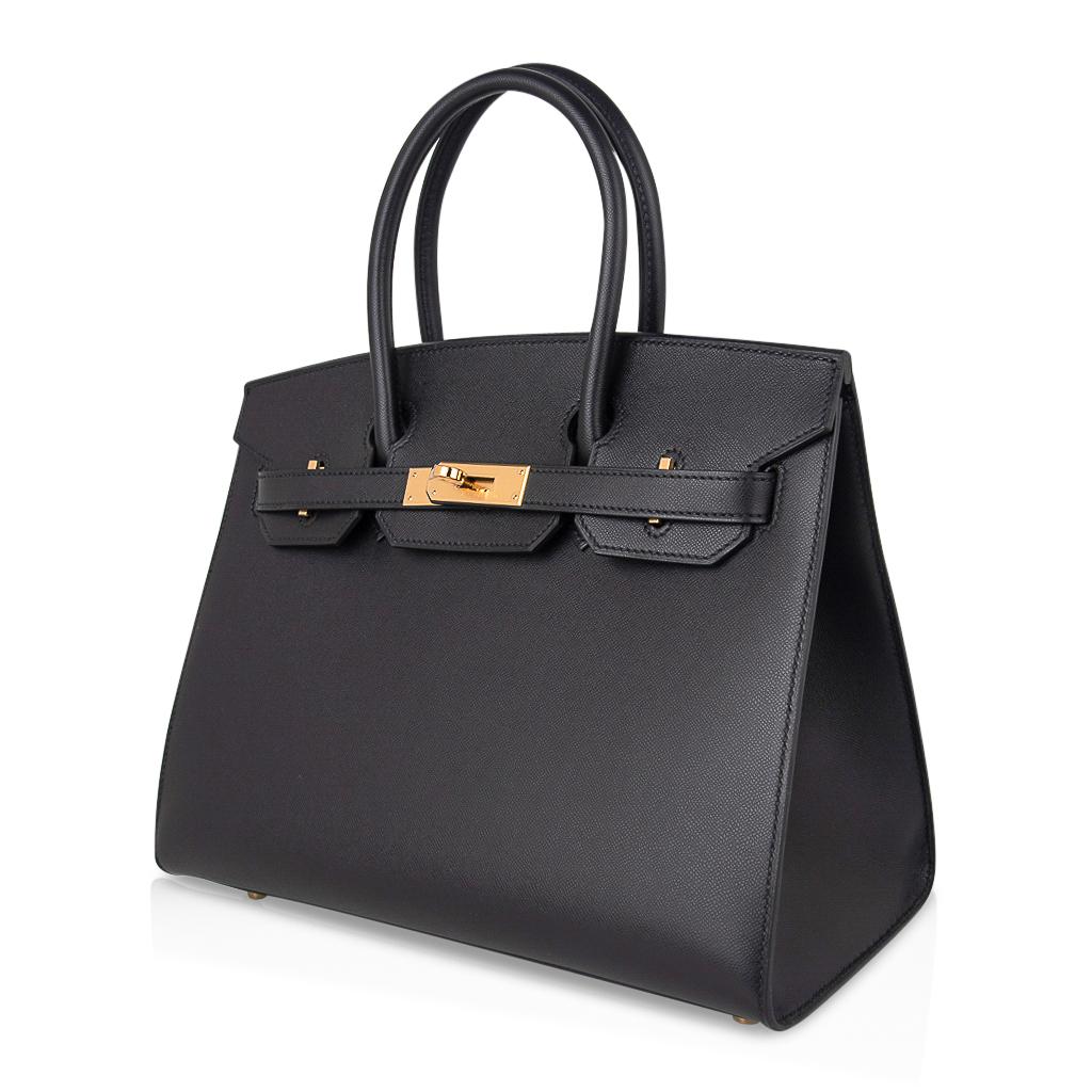 Women's Hermes Birkin Sellier Limited Edition 30 Bag Black Veau Graine Monsieur Laiton