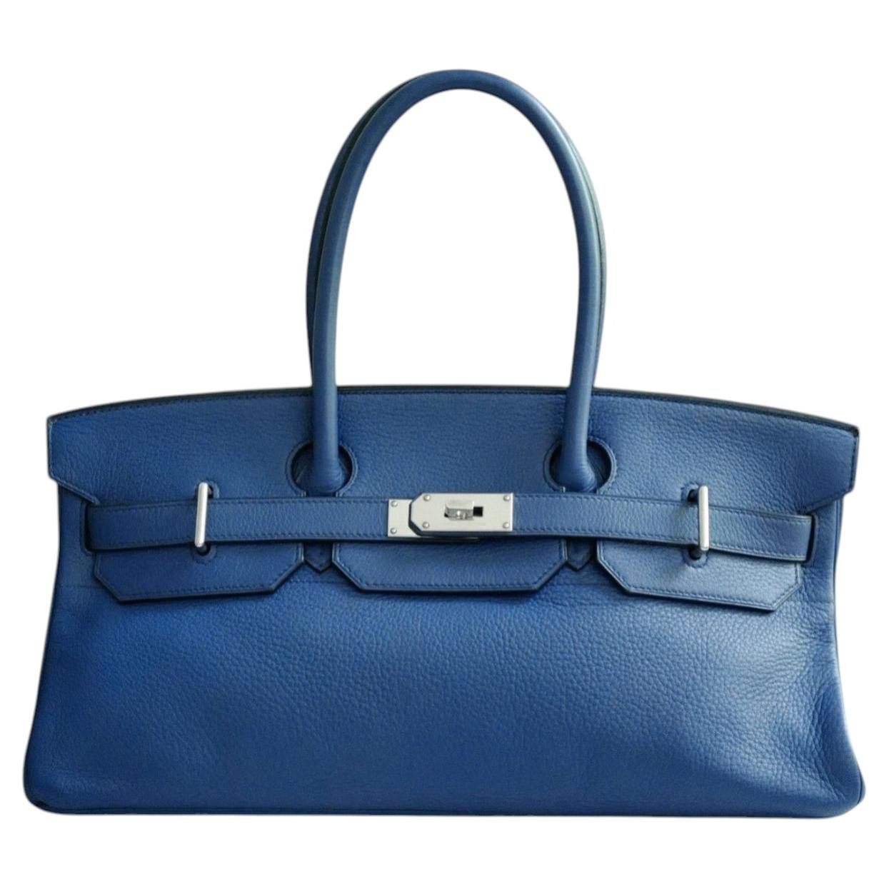 Hermes Birkin Shoulder 42 Blue Sapphire Clemence Leather PHW - Preowned