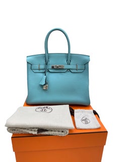Hermes Birkin Size 30 Blue Atoll Togo Leather Palladium Hardware