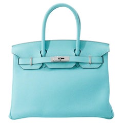 Hermes Birkin Size 30 Blue Atoll Togo Leather Palladium Hardware