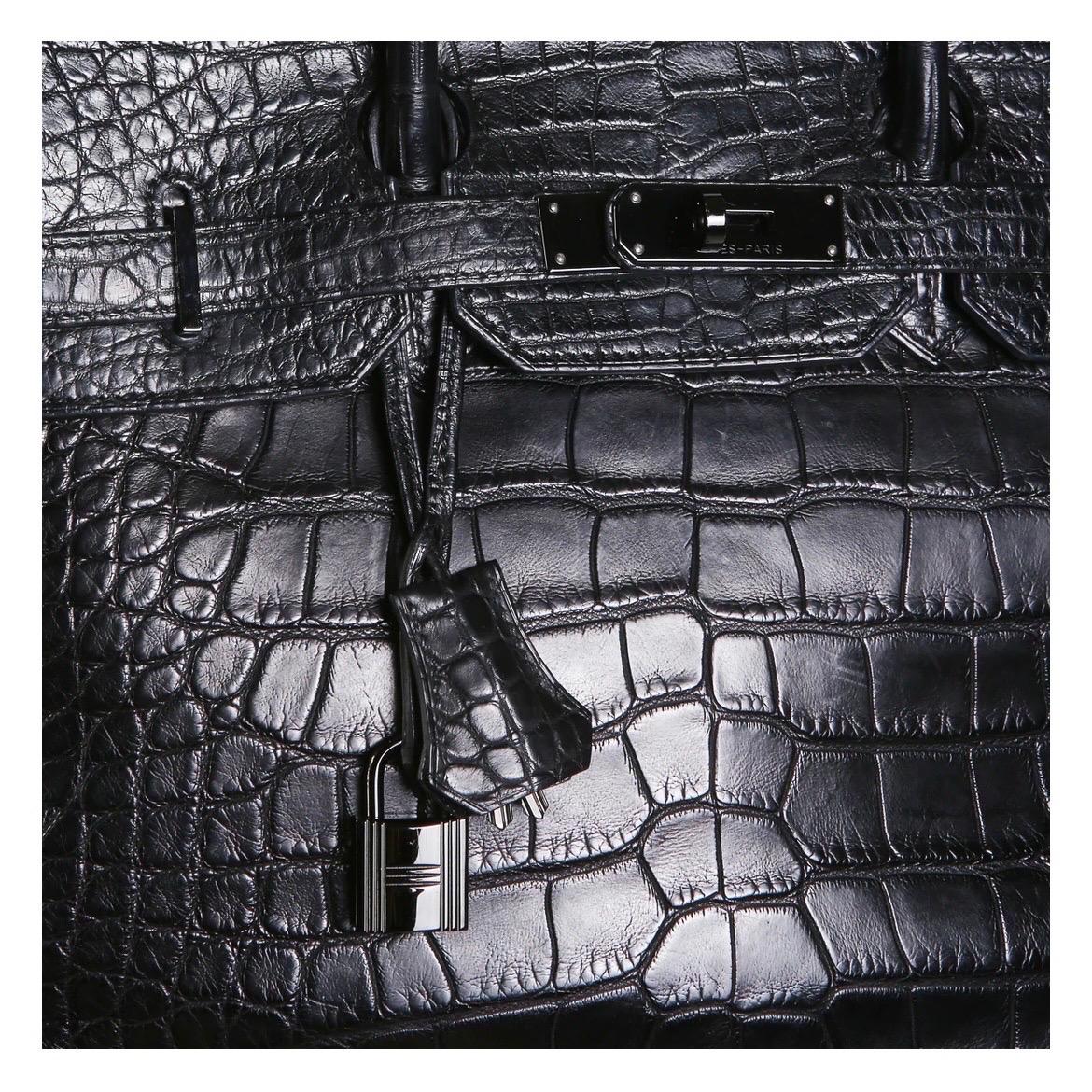 Women's or Men's Hermes Birkin SO BLACK Croc 35cm Handbag (2011)