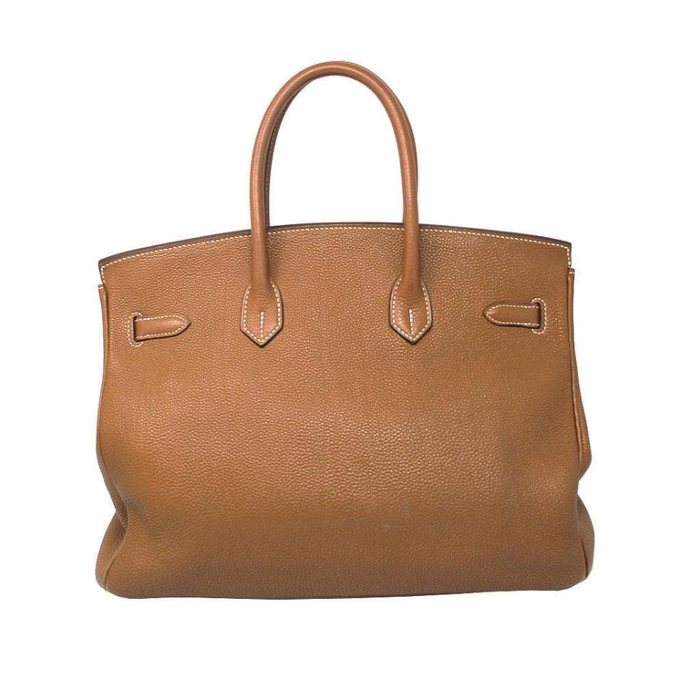 Hermes Birkin Togo 35cm Gold SHW Handbag &quot;J&quot; in dust bag For Sale at 1stdibs