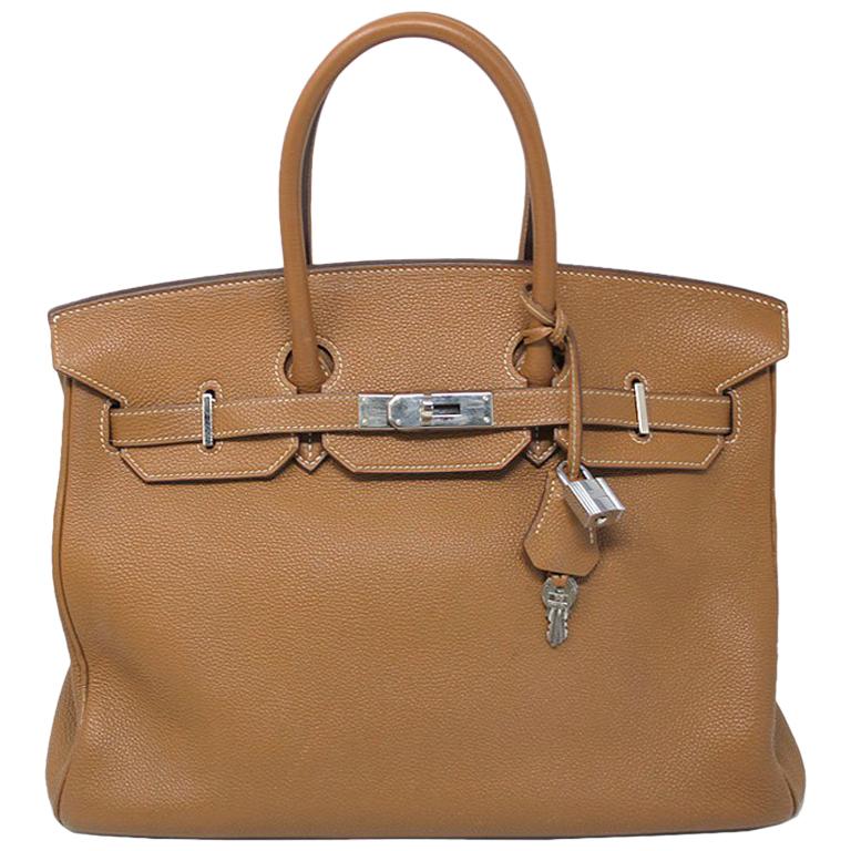 Hermes Birkin Togo 35cm Gold SHW Handbag "J" in dust bag