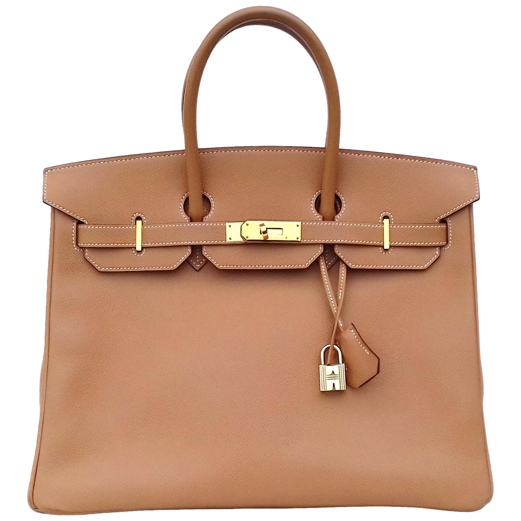 Hermès Birkin Top Handle Bag Naturel Epsom Leather Gold Hdw 35 cm