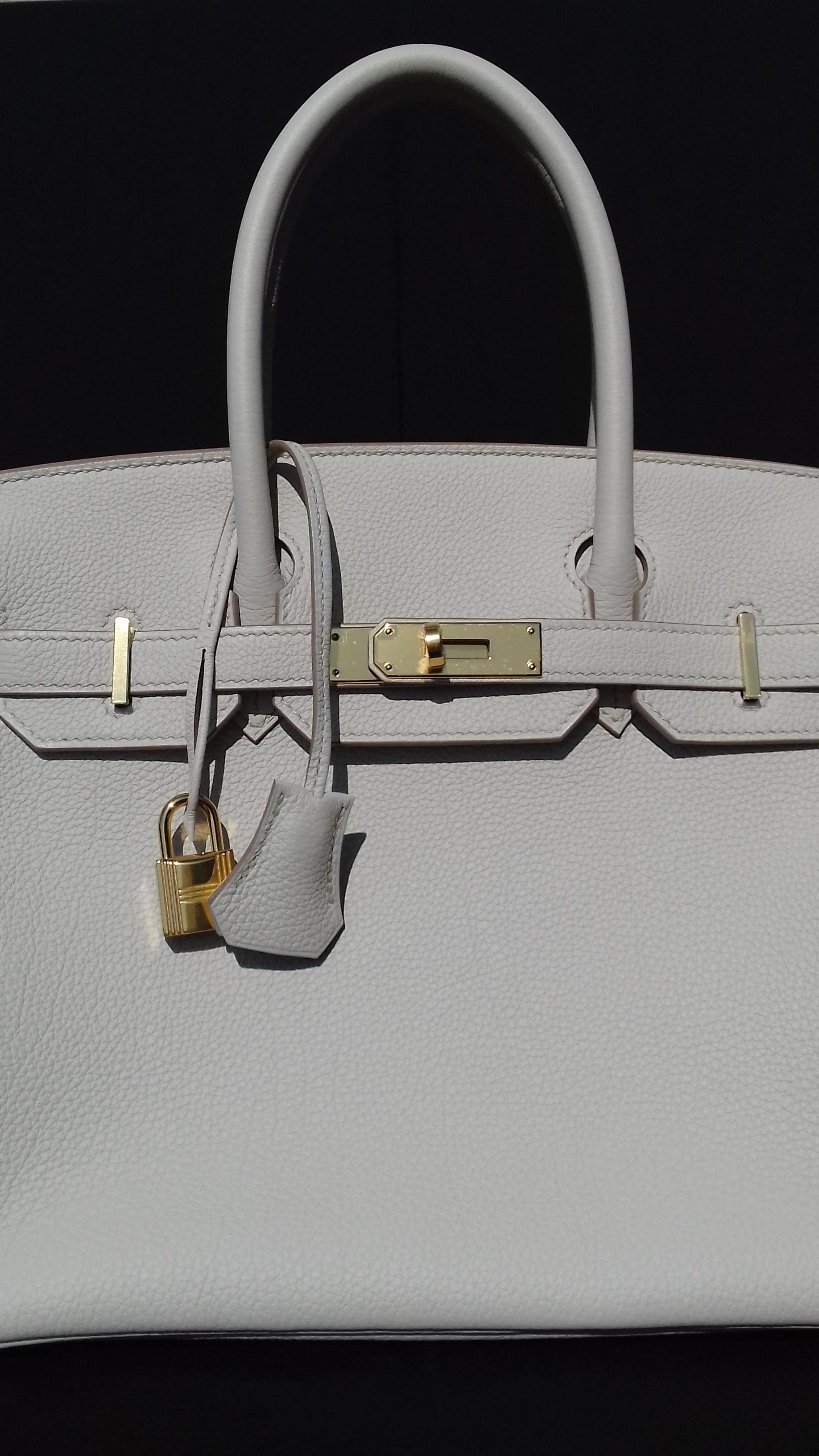 Gray Hermès Birkin Top Handle Bag Togo Craie Chalk Gold Hdw 2018
