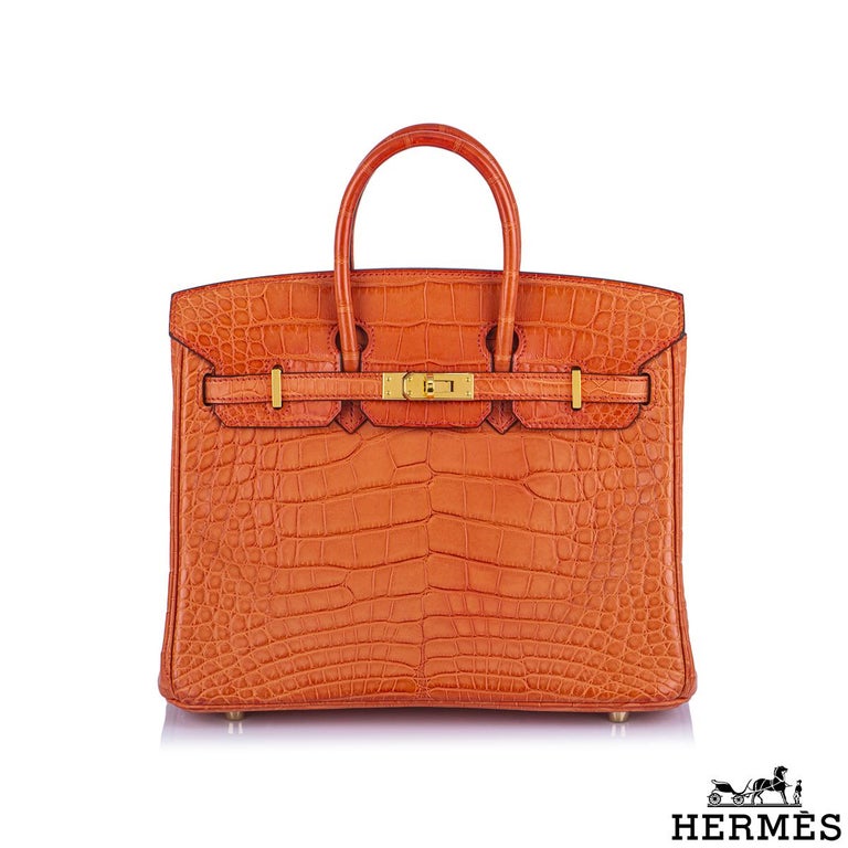 Hermès Birkin 25cm Orange Poppy Alligator Mississippiensis GHW