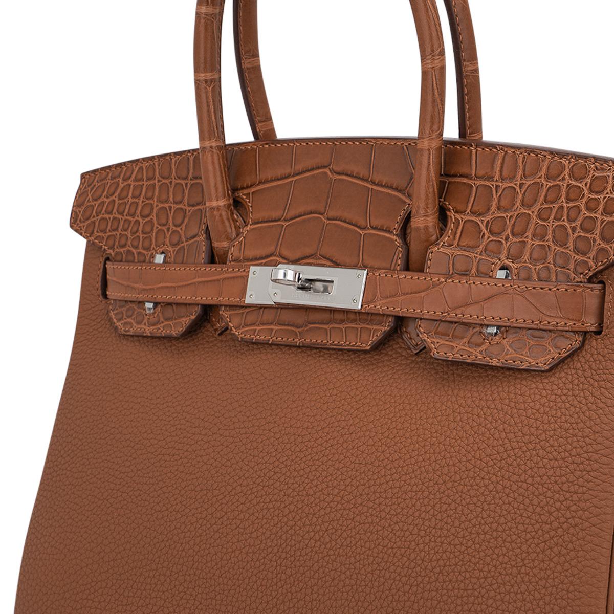 Hermes Birkin Touch 30 Bag Gold Matte Alligator / Togo Limited Edition 3