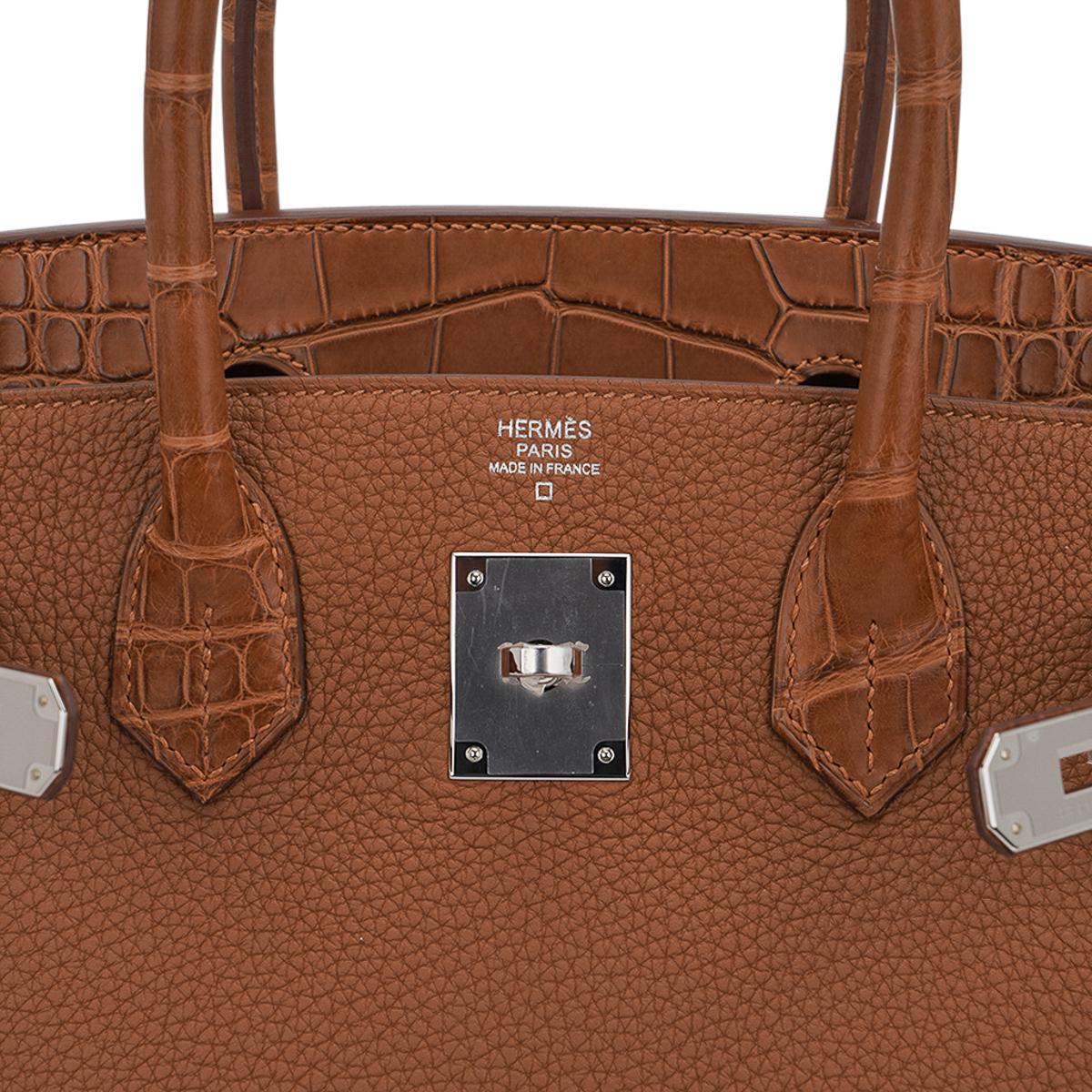 Hermes Birkin Touch 30 Bag Gold Matte Alligator / Togo Limited Edition 1