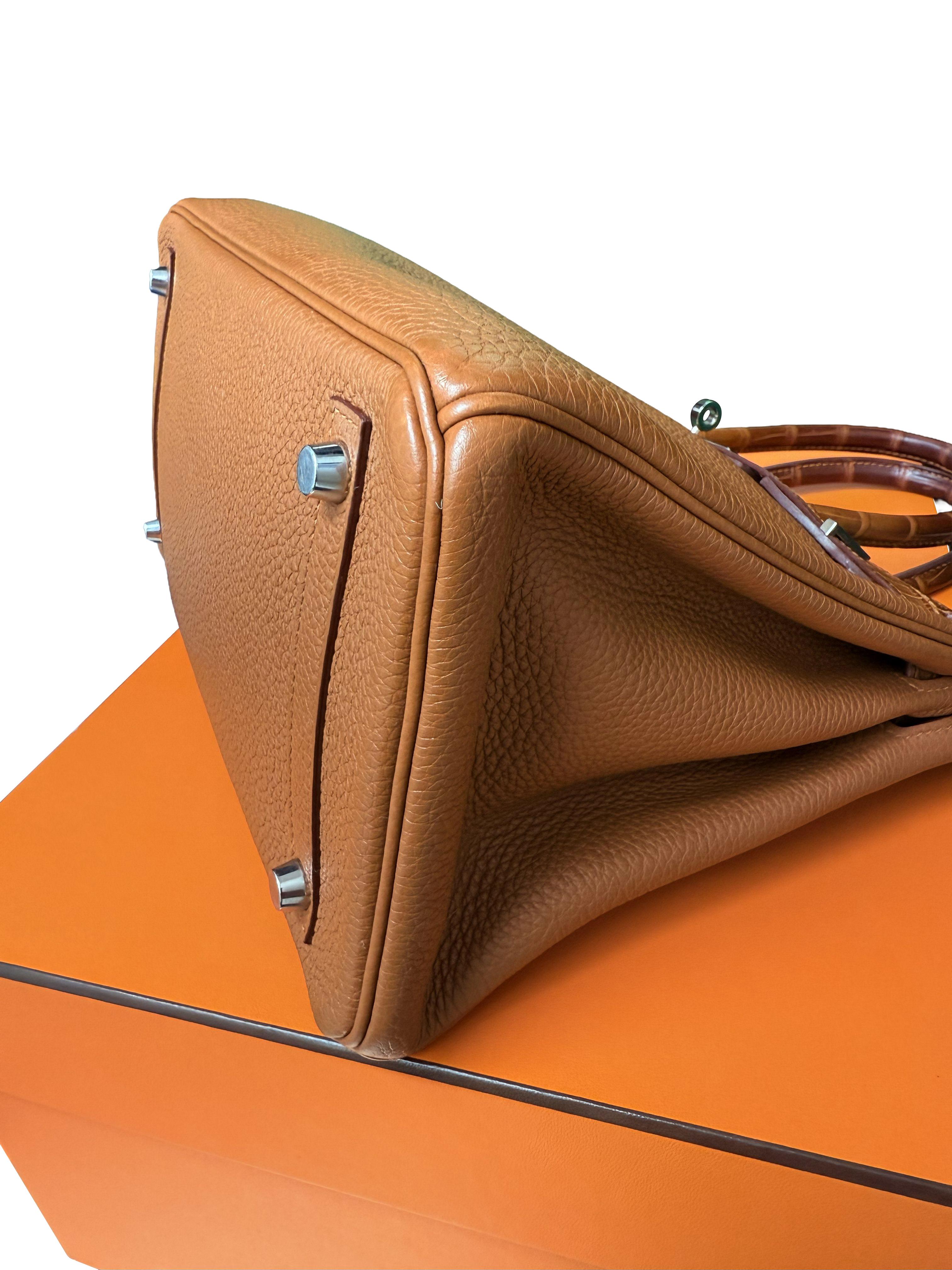 Borsa Hermes Birkin Touch 30 Oro Opaco Alligatore / Togo Edizione Limitata Palladio in vendita 7