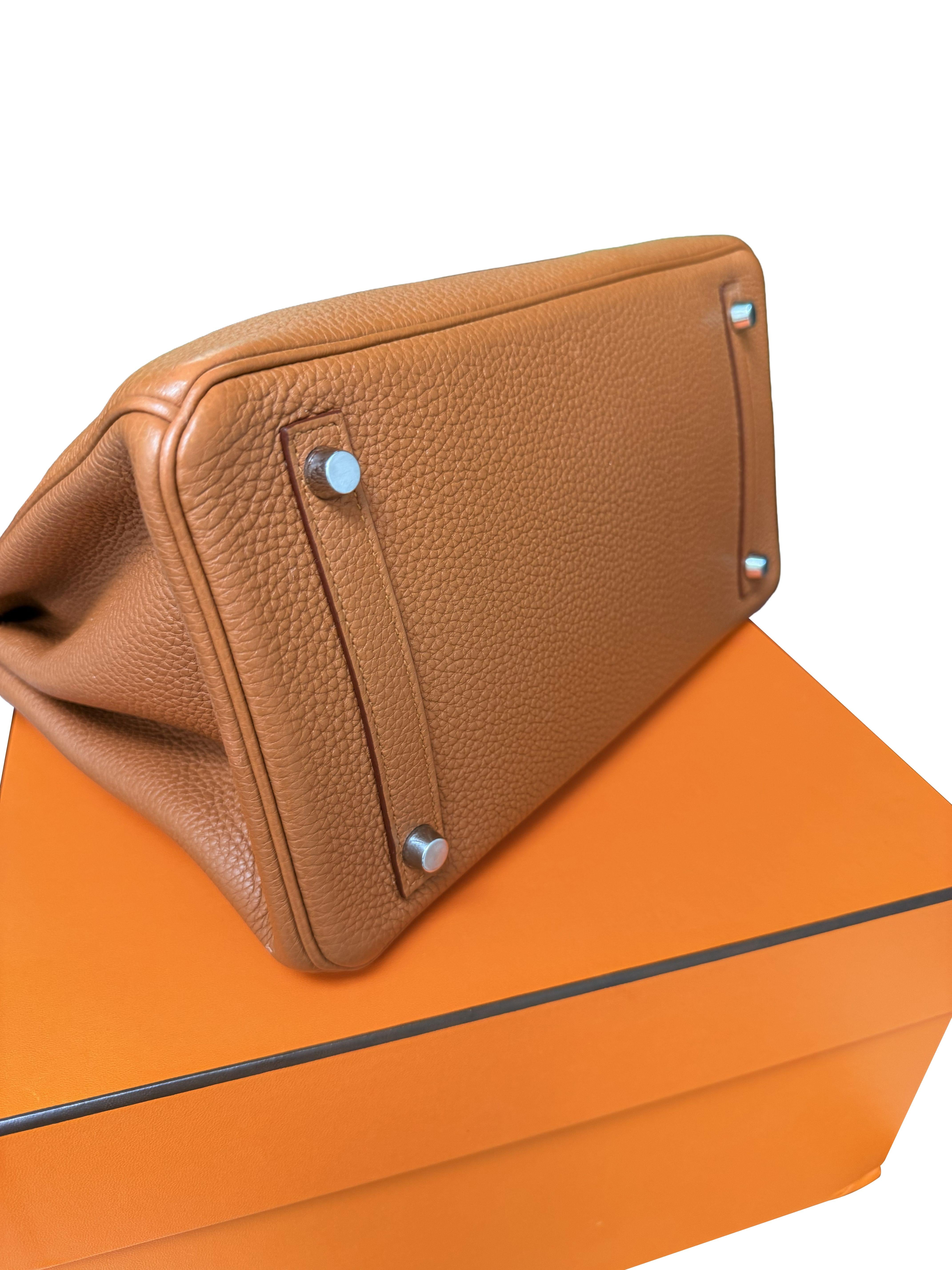 Borsa Hermes Birkin Touch 30 Oro Opaco Alligatore / Togo Edizione Limitata Palladio in vendita 8