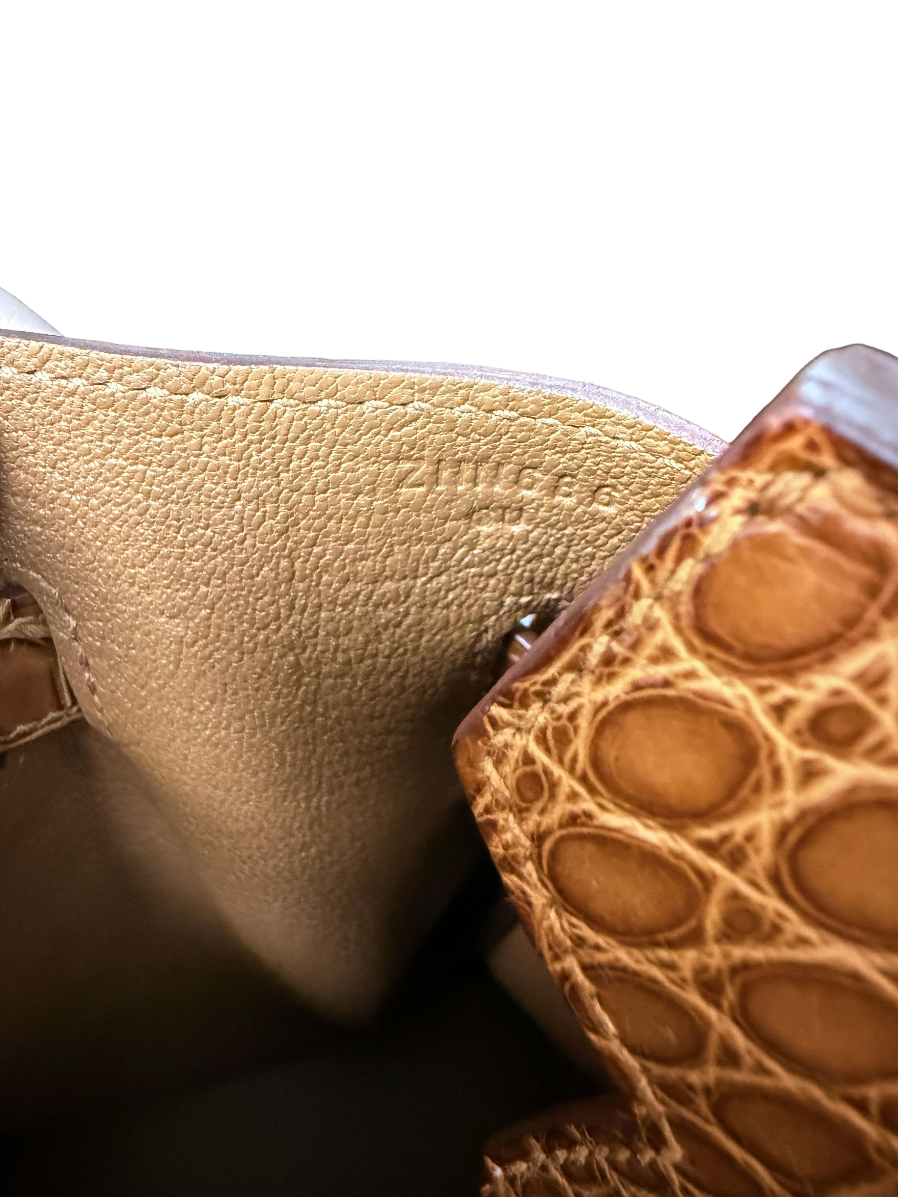 Borsa Hermes Birkin Touch 30 Oro Opaco Alligatore / Togo Edizione Limitata Palladio in vendita 11