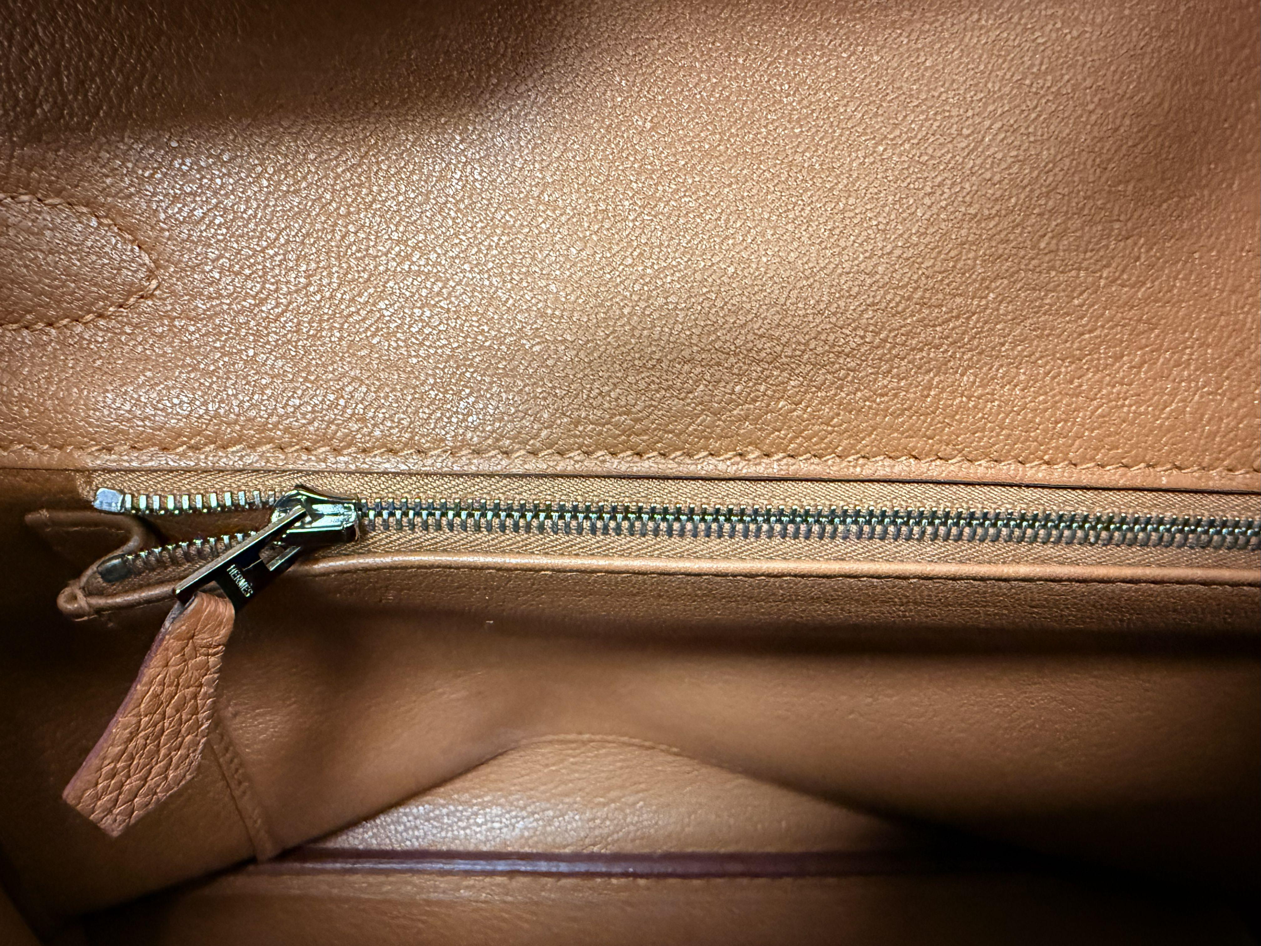 Borsa Hermes Birkin Touch 30 Oro Opaco Alligatore / Togo Edizione Limitata Palladio in vendita 12