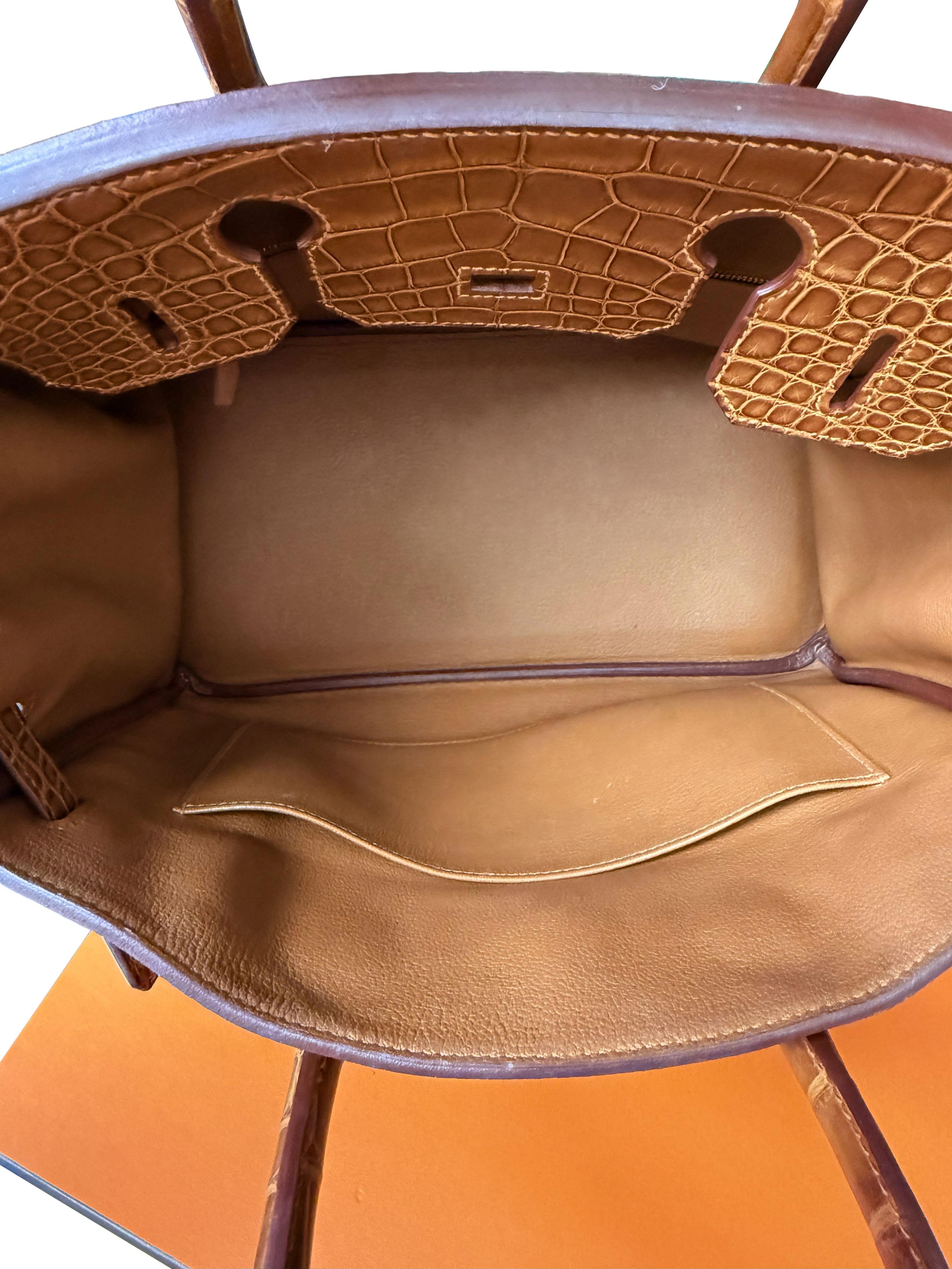 Borsa Hermes Birkin Touch 30 Oro Opaco Alligatore / Togo Edizione Limitata Palladio in vendita 13