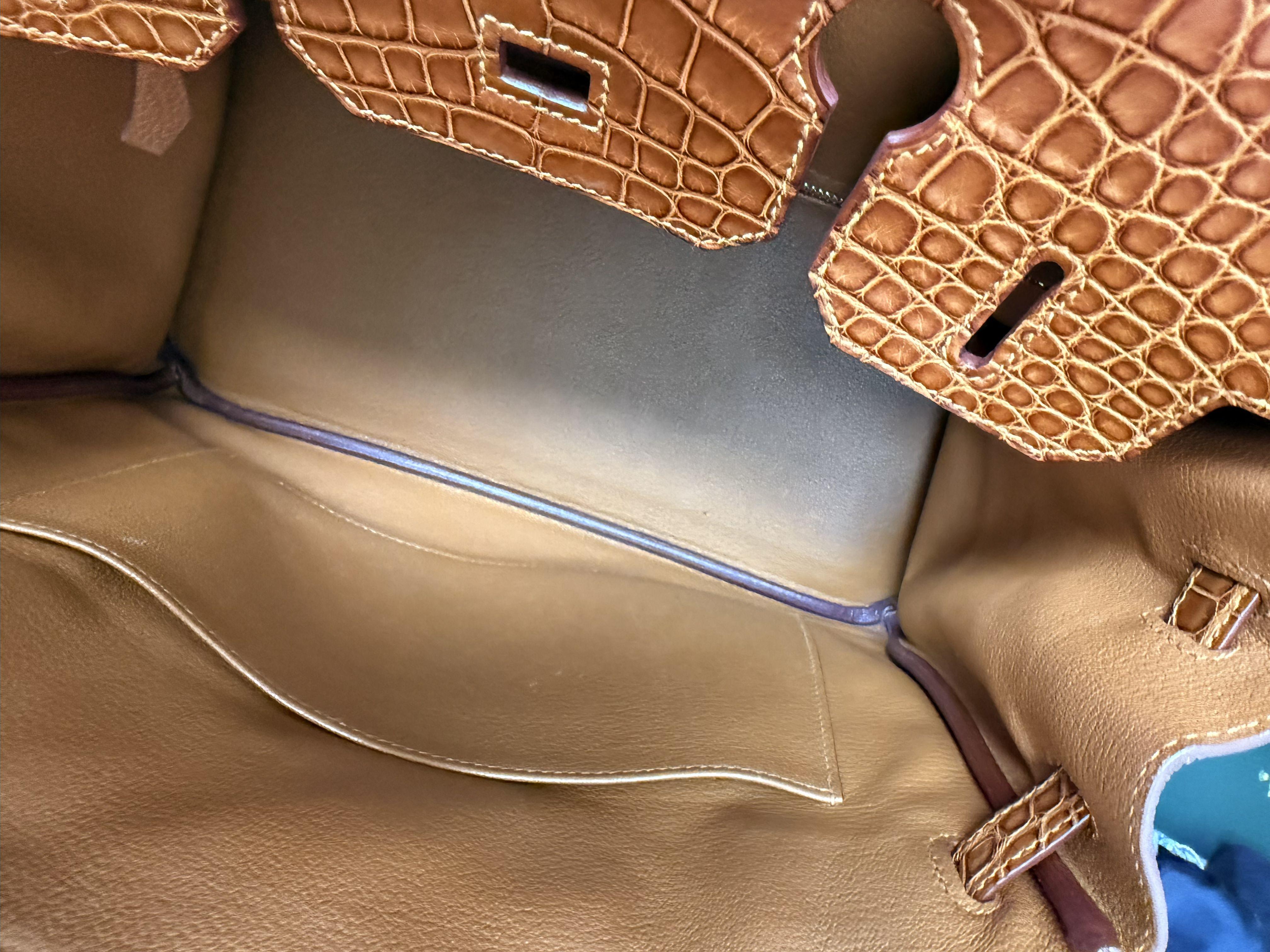 Borsa Hermes Birkin Touch 30 Oro Opaco Alligatore / Togo Edizione Limitata Palladio in vendita 14