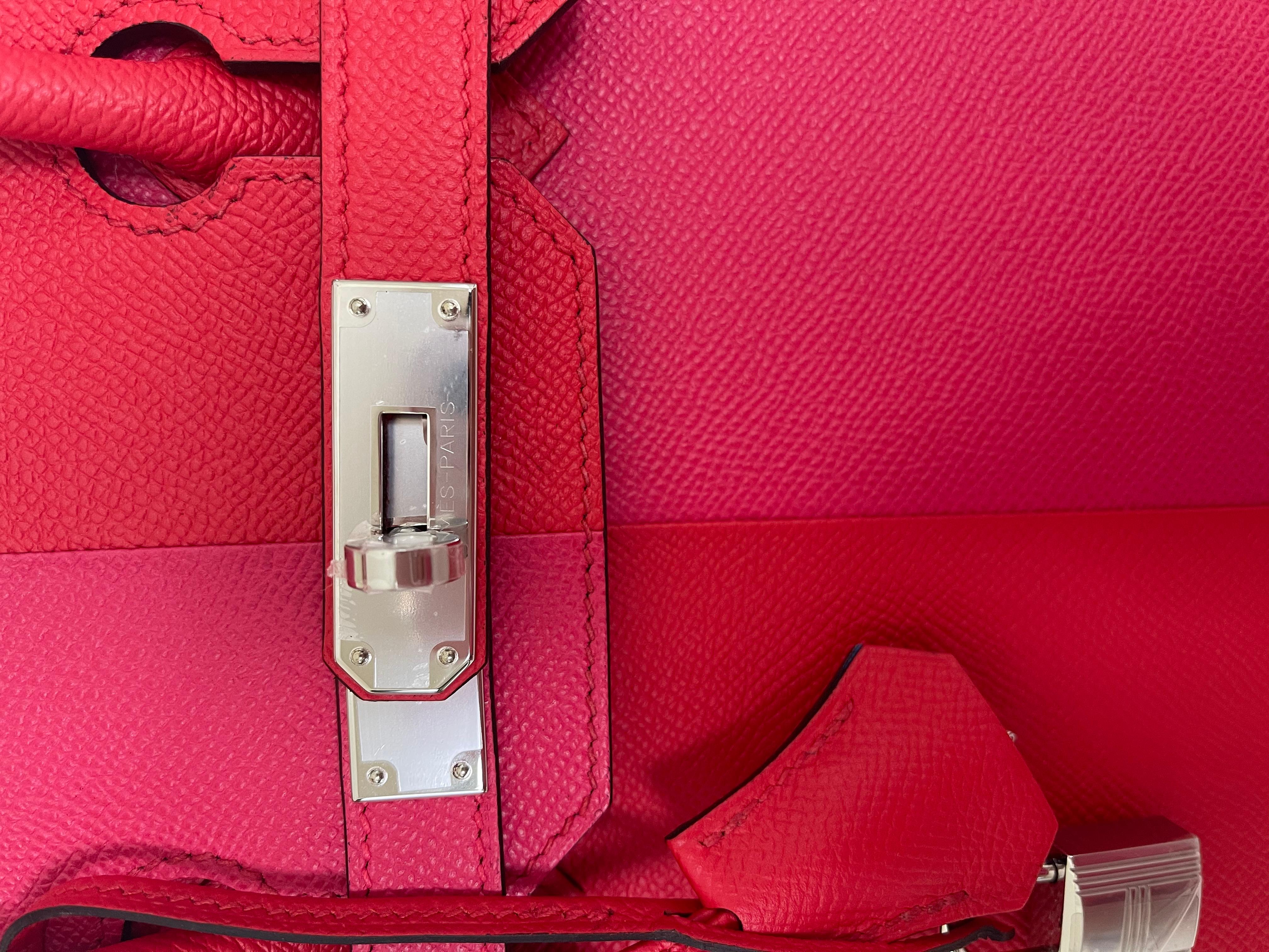 Hermès Birkin Tri-Color Sellier 30 Rouge Casaque Rose Extreme In New Condition In West Chester, PA