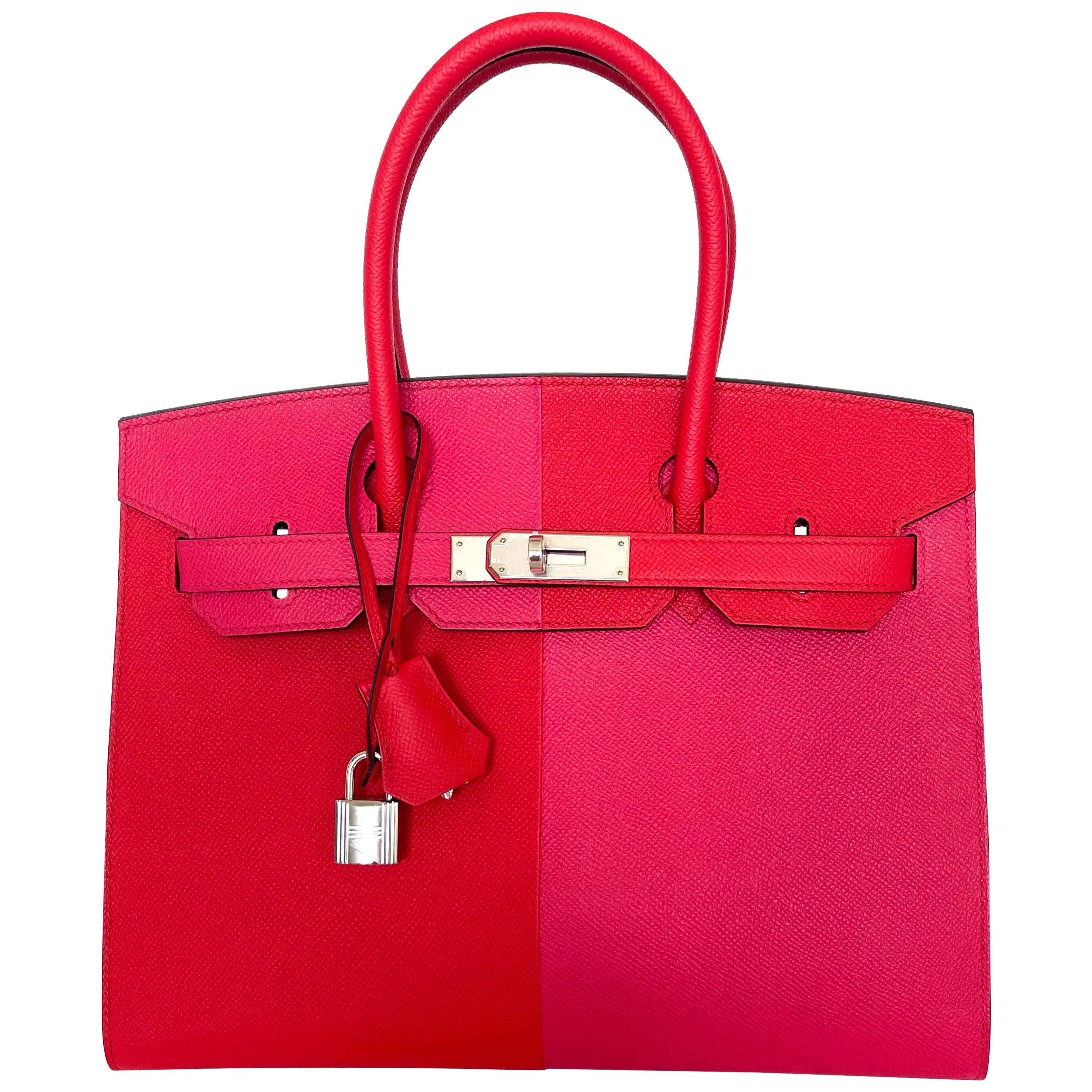 Herm�ès Birkin Tri-Color Sellier 30 Rouge Casaque Rose Extreme
