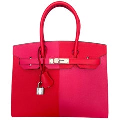Hermès Birkin Dreifarbig Sellier 30 Rouge Casaque Rose Extreme
