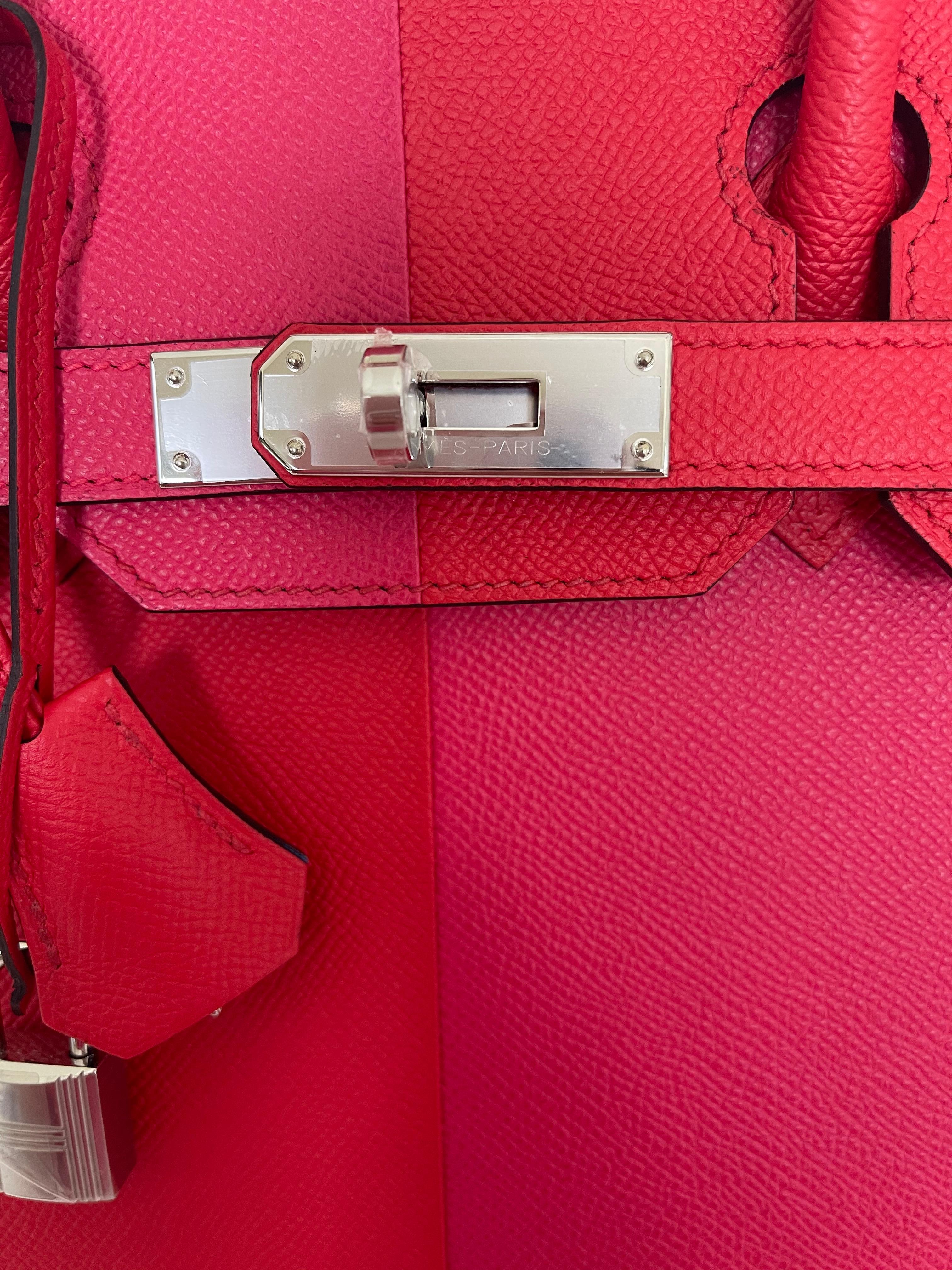 Hermès Birkin Tri-Color Sellier 30 Rouge de Coeur Rose Extreme Limited Edition In New Condition In West Chester, PA