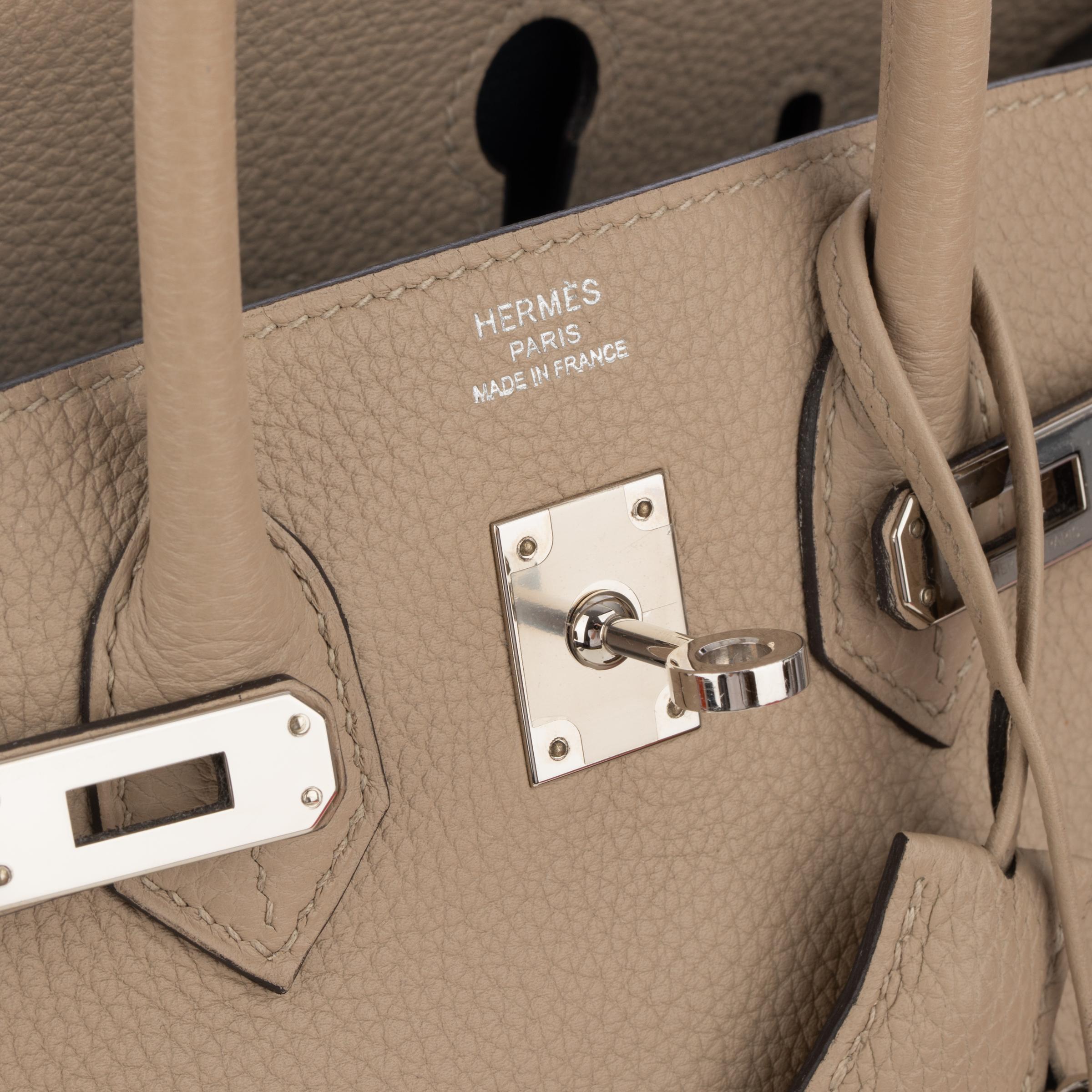 Hermes Birkin Verso 25cm Gris Tourterelle & Blue Ocean Togo Leather For Sale 8