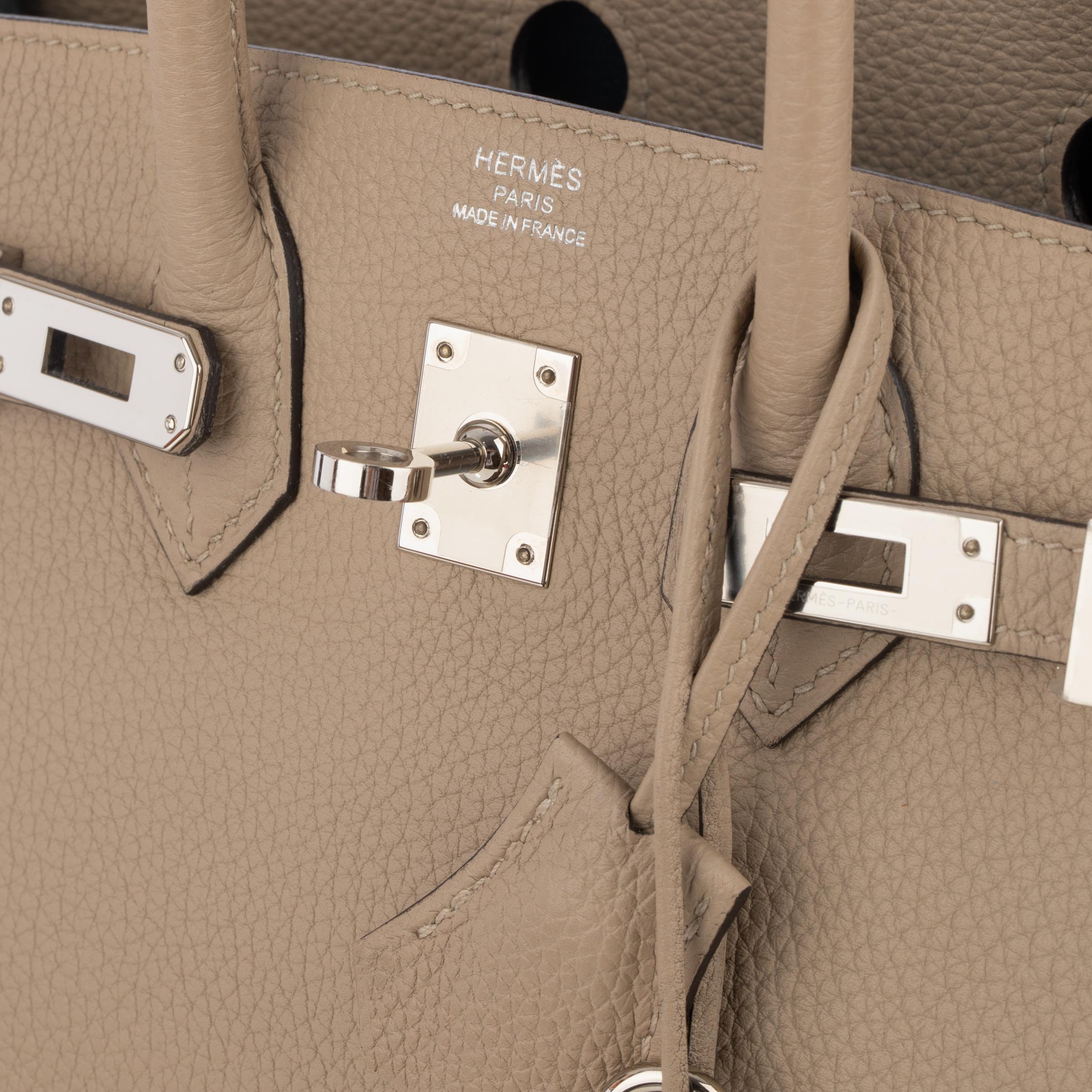 Hermes Birkin Verso 25cm Gris Tourterelle & Blue Ocean Togo Leather For Sale 10