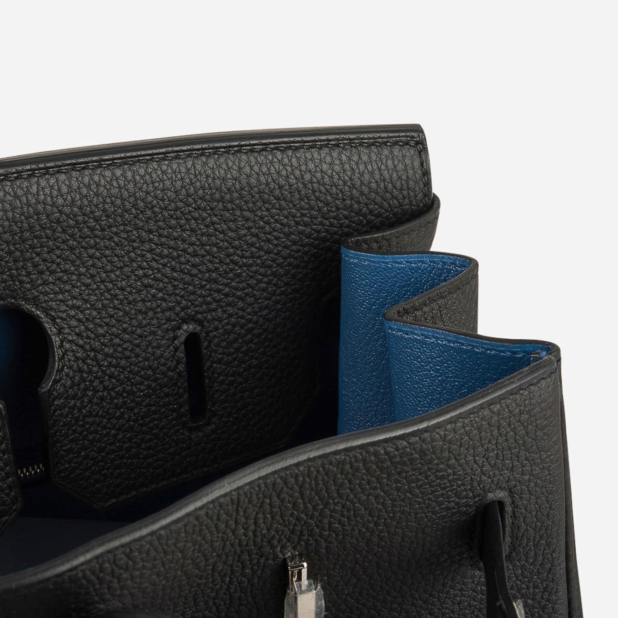Noir Hermes Birkin Verso 35 Black Blue Agate Bag Togo Leather Palladium Hardware