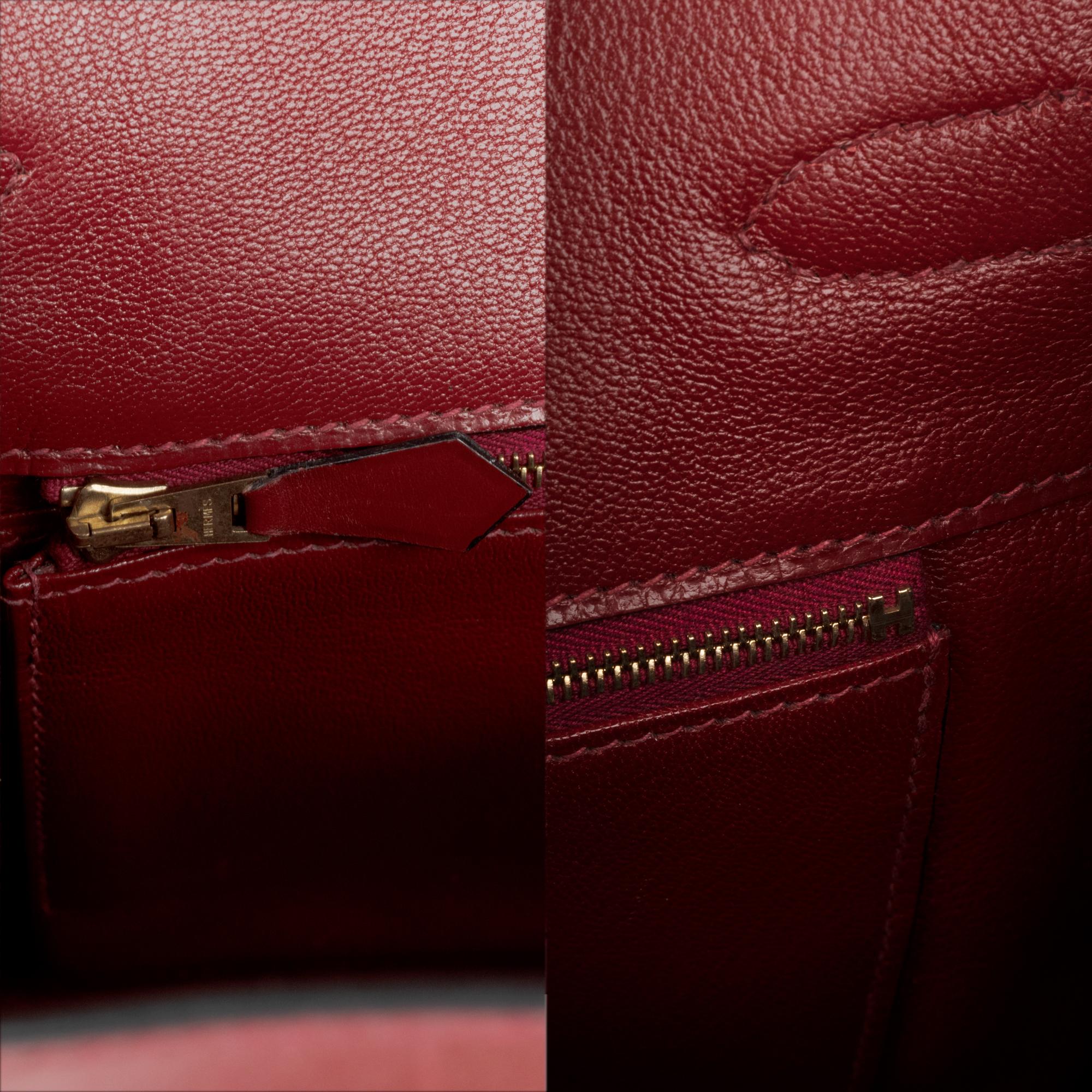 Hermes Birkin35cm Burgundy Box Leather Handbag 6