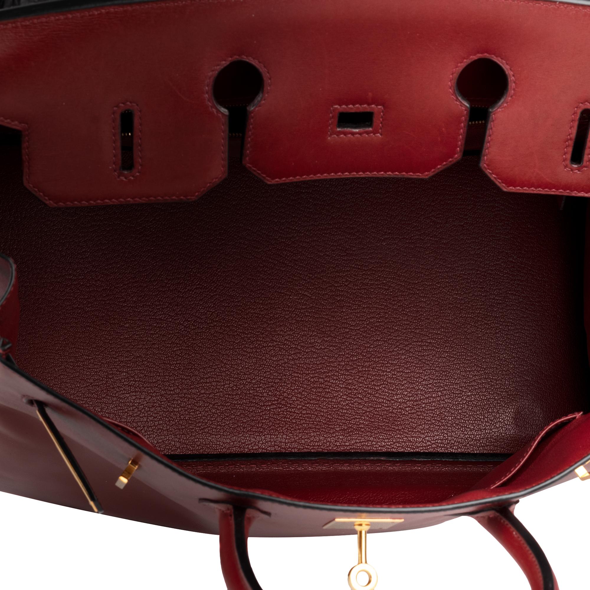 Women's Hermes Birkin35cm Burgundy Box Leather Handbag