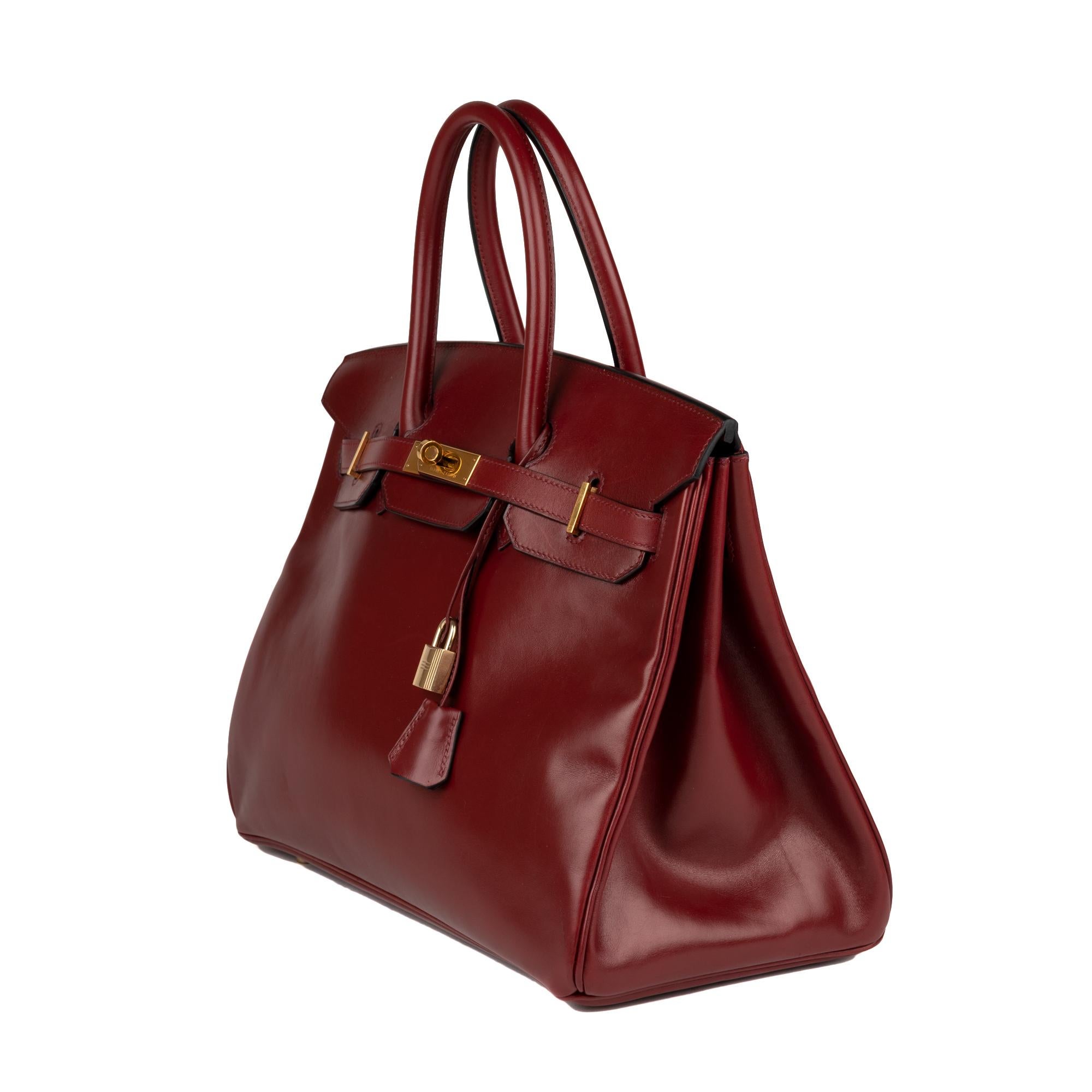 Hermes Birkin35cm Burgundy Box Leather Handbag 1