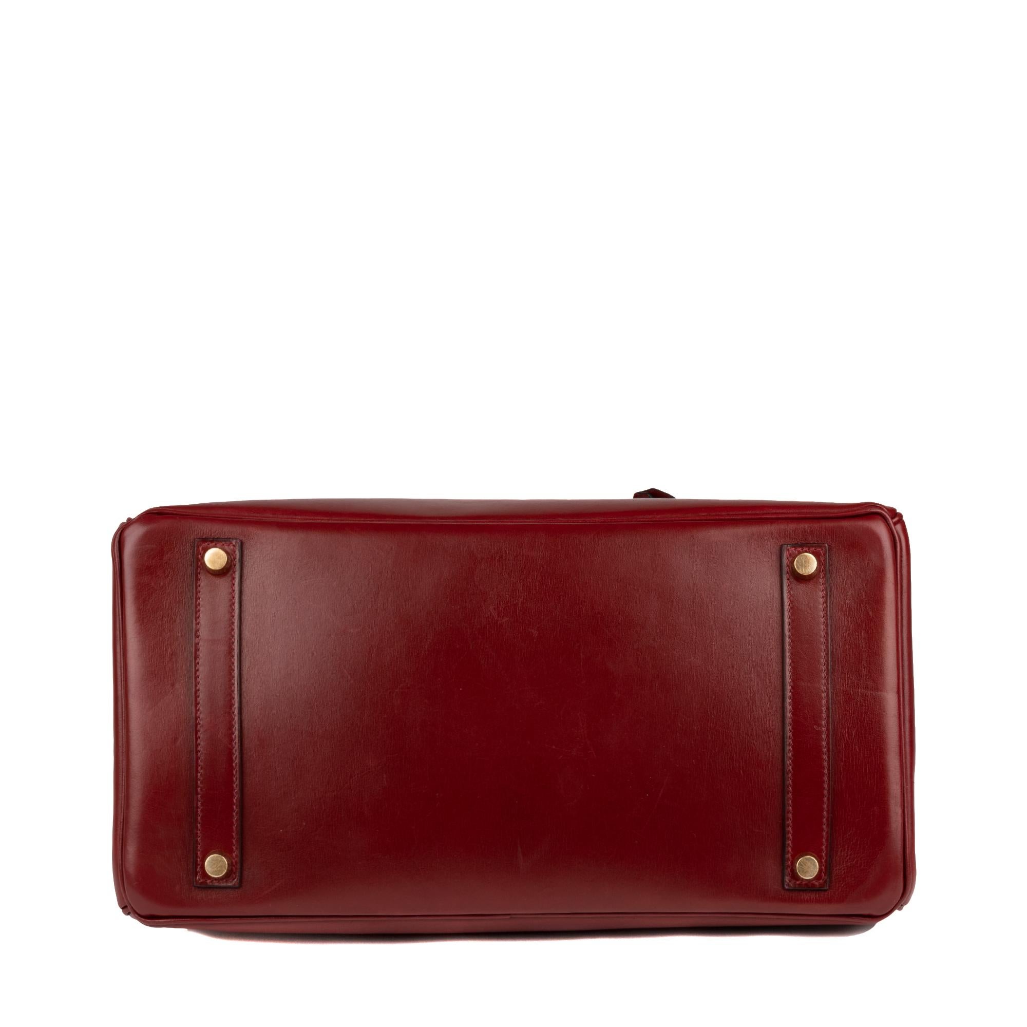 Hermes Birkin35cm Burgundy Box Leather Handbag 3