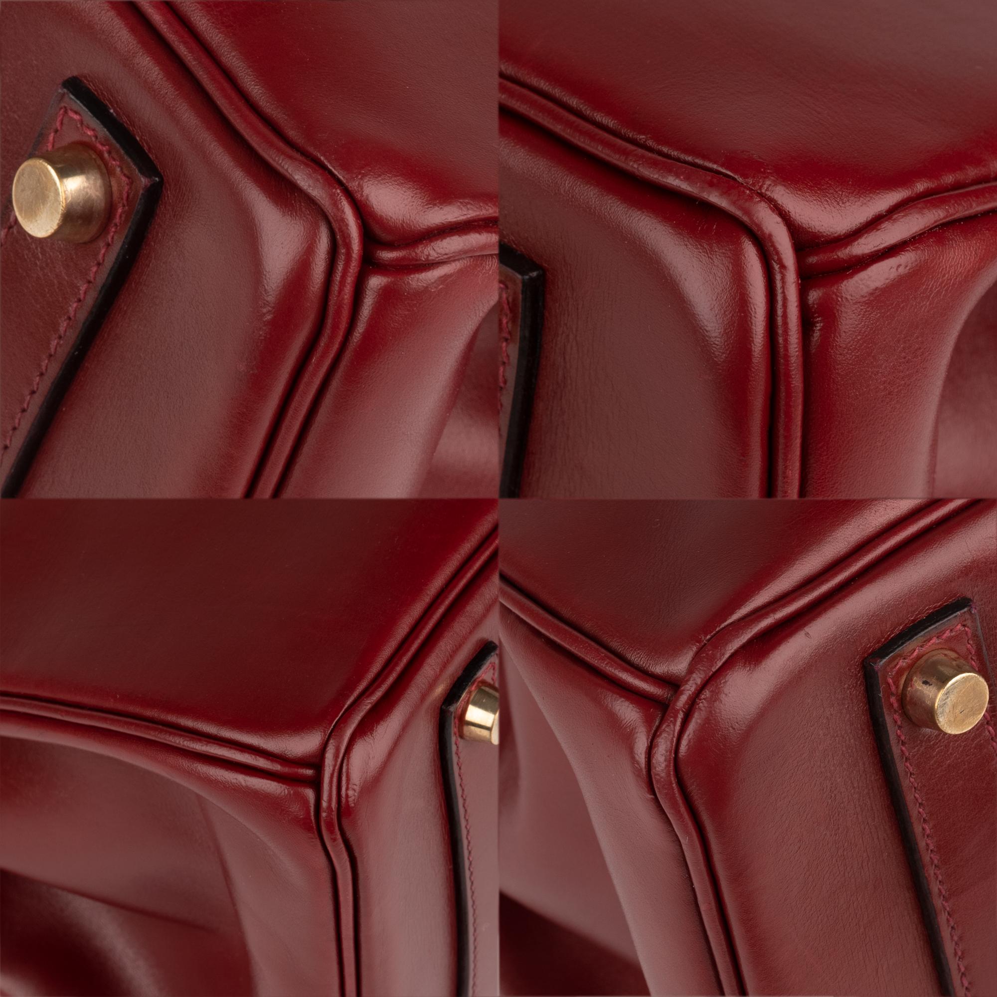Hermes Birkin35cm Burgundy Box Leather Handbag 4
