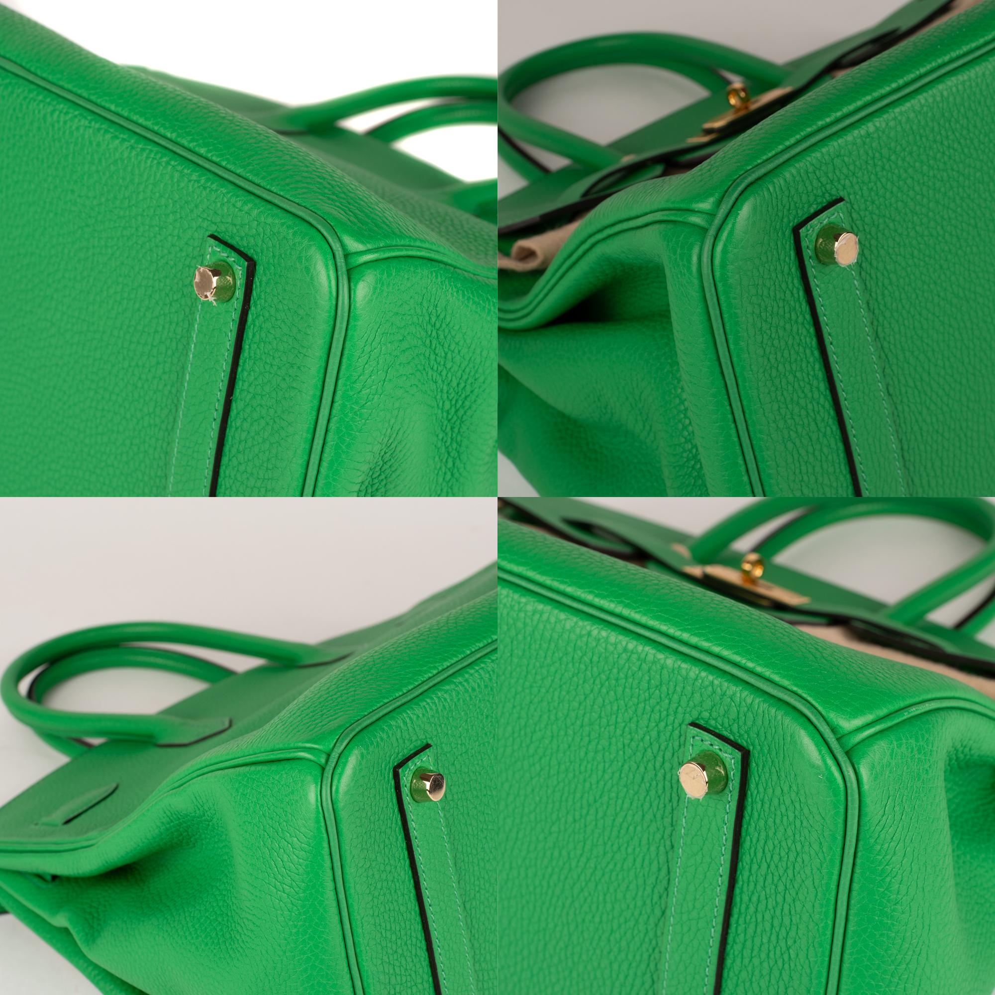 Hermes Birkin35cm Togo Bamboo Green Leather Bag 2