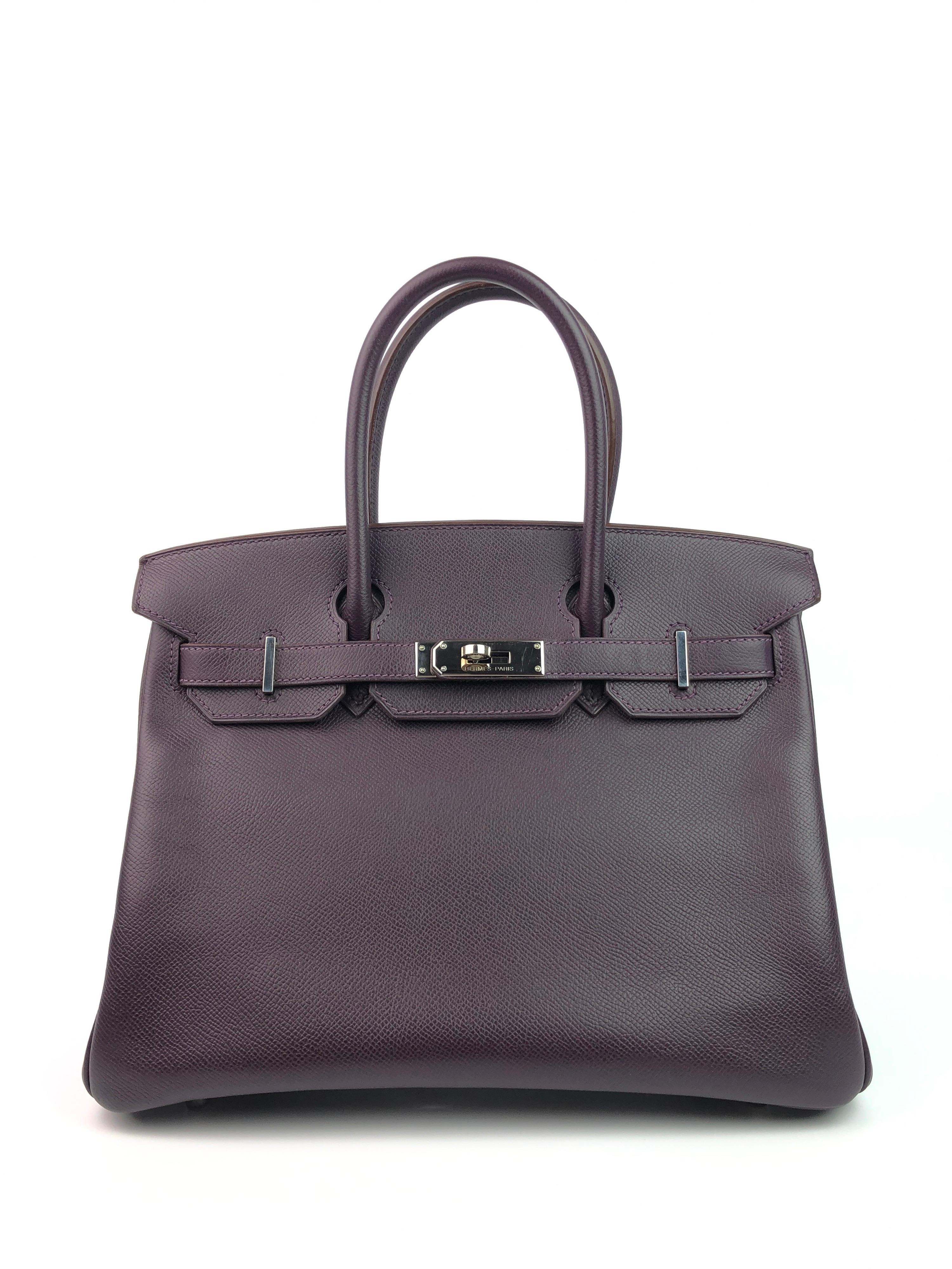 RARE Hermes Birkin 30 Raisin Purple Epsom Palladium Hardware.  Excellent Condition Hairlines on Hardware, Excellent corners and Structure.

Shop with Confidence from Lux Addicts. Authenticity Guaranteed! 