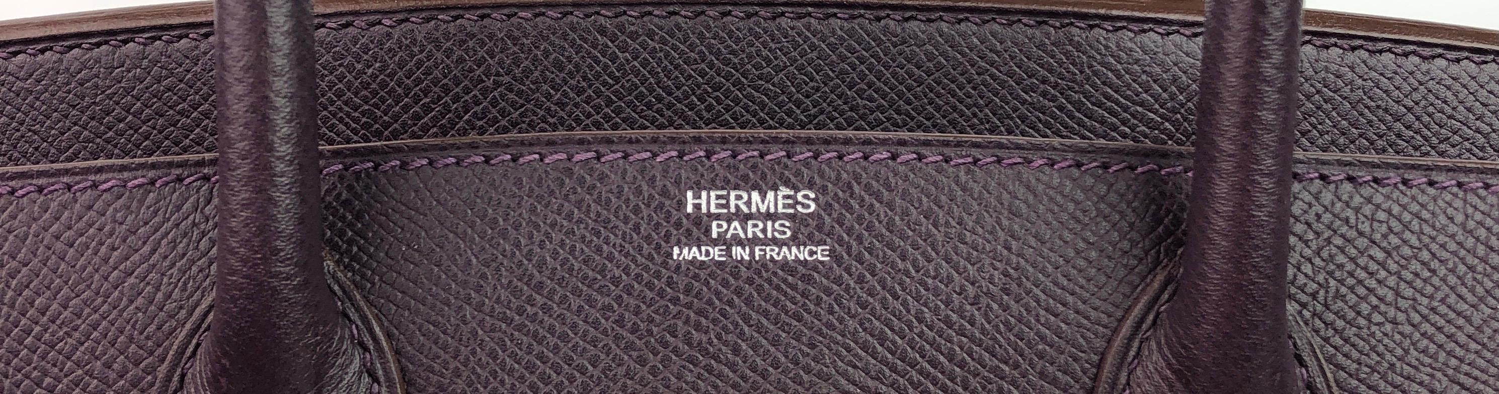 Hermes Birlkn 30 Raisin Purple Epsom Palladium Hardware  1