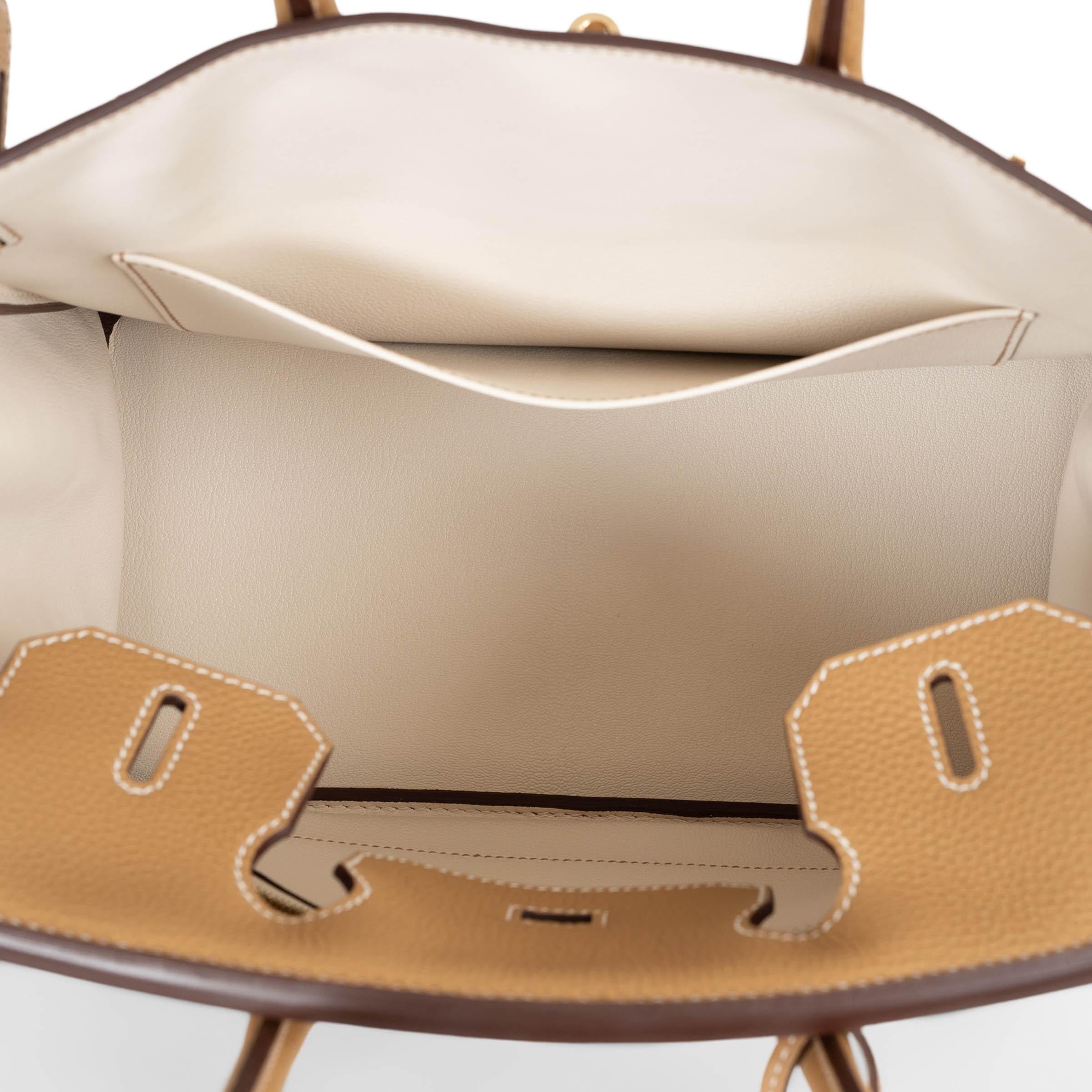 Donna HERMES Biscuit beige & Nata cream Togo leather HSS BIRKIN 30 Bag PBhw in vendita