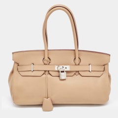 Hermes Biscuit Taurillon Clemence Leather Palladium Finish Shoulder Birkin ll JP