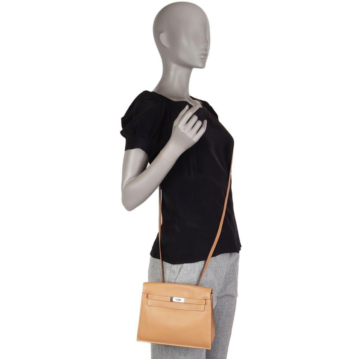 HERMES Biscuite beige Swift leather & Palladium KELLY Danse Belt Bag 2