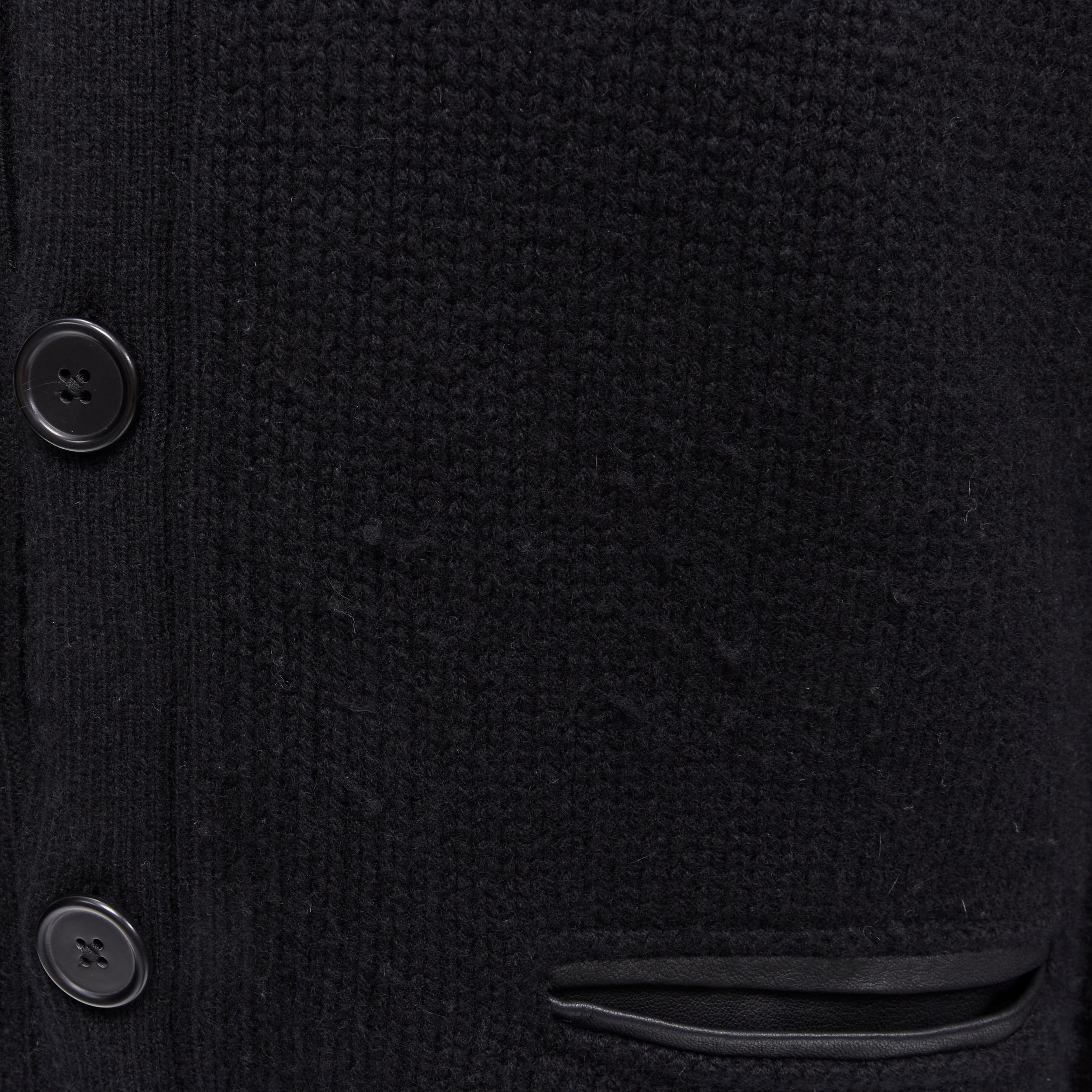 HERMES black 100% cashmere lambskin degrade shoulder cardigan M For Sale 5