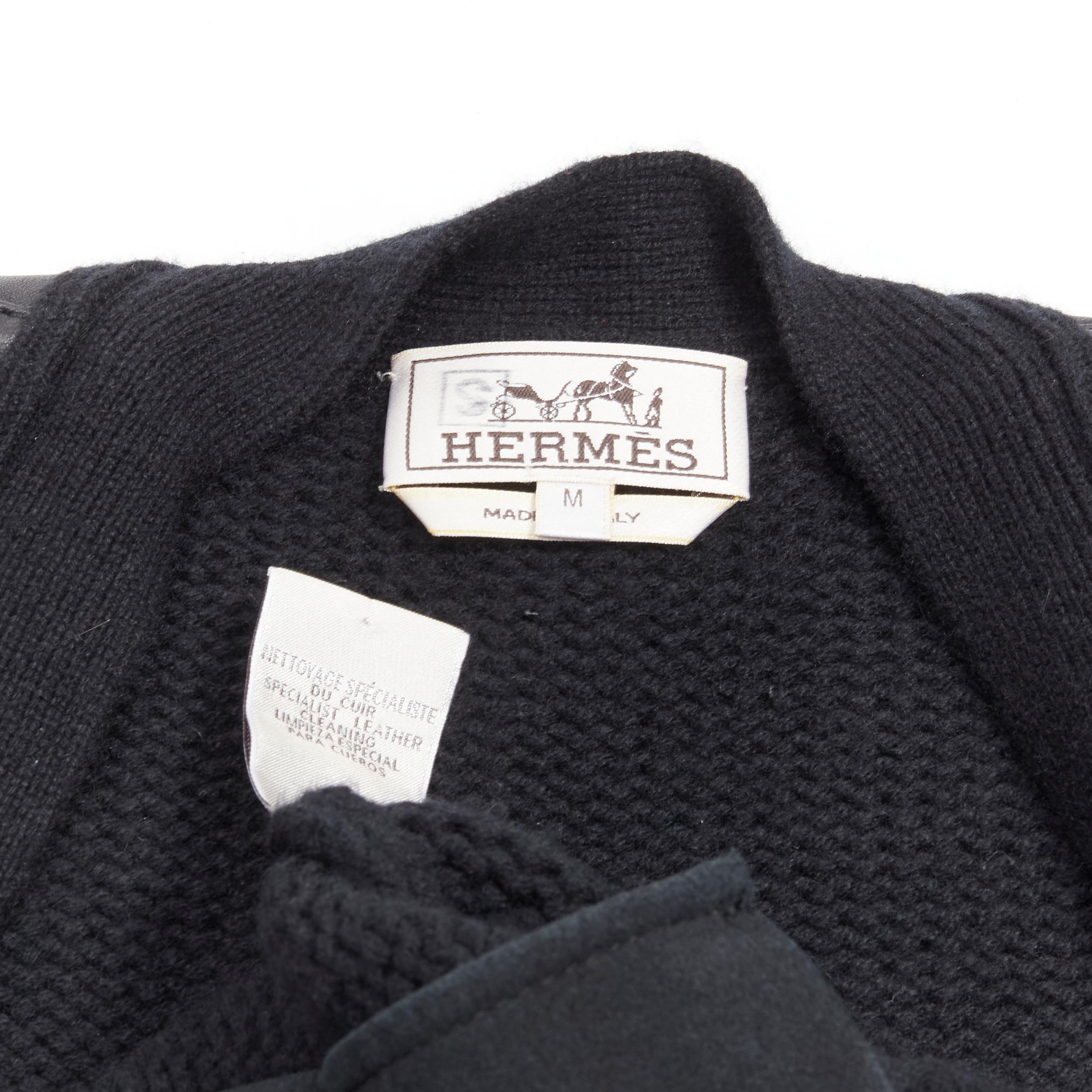 HERMES black 100% cashmere lambskin degrade shoulder cardigan M For Sale 6