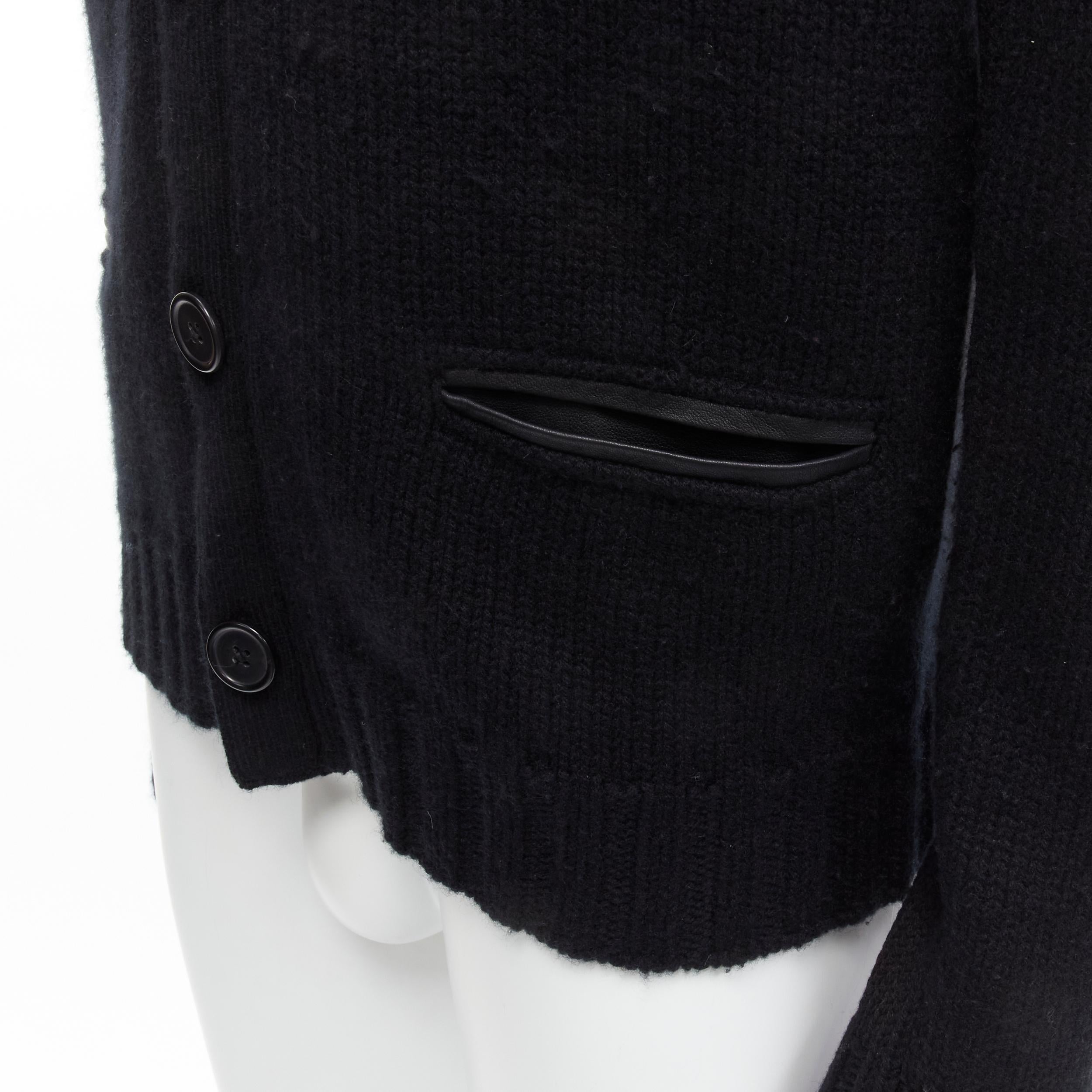 HERMES black 100% cashmere lambskin degrade shoulder cardigan M For Sale 3
