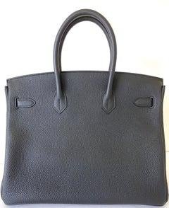Hermes Black 35cm Birkin Togo PHW Palladium Hardware New