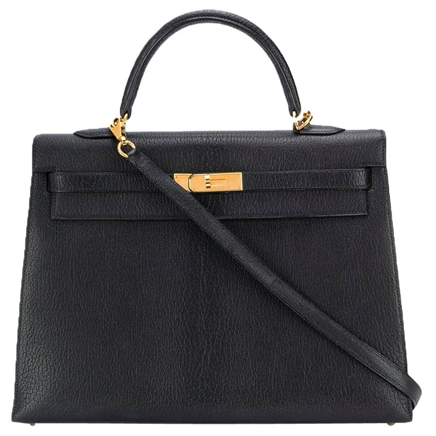 Hermès Black 35cm Kelly Sellier Bag