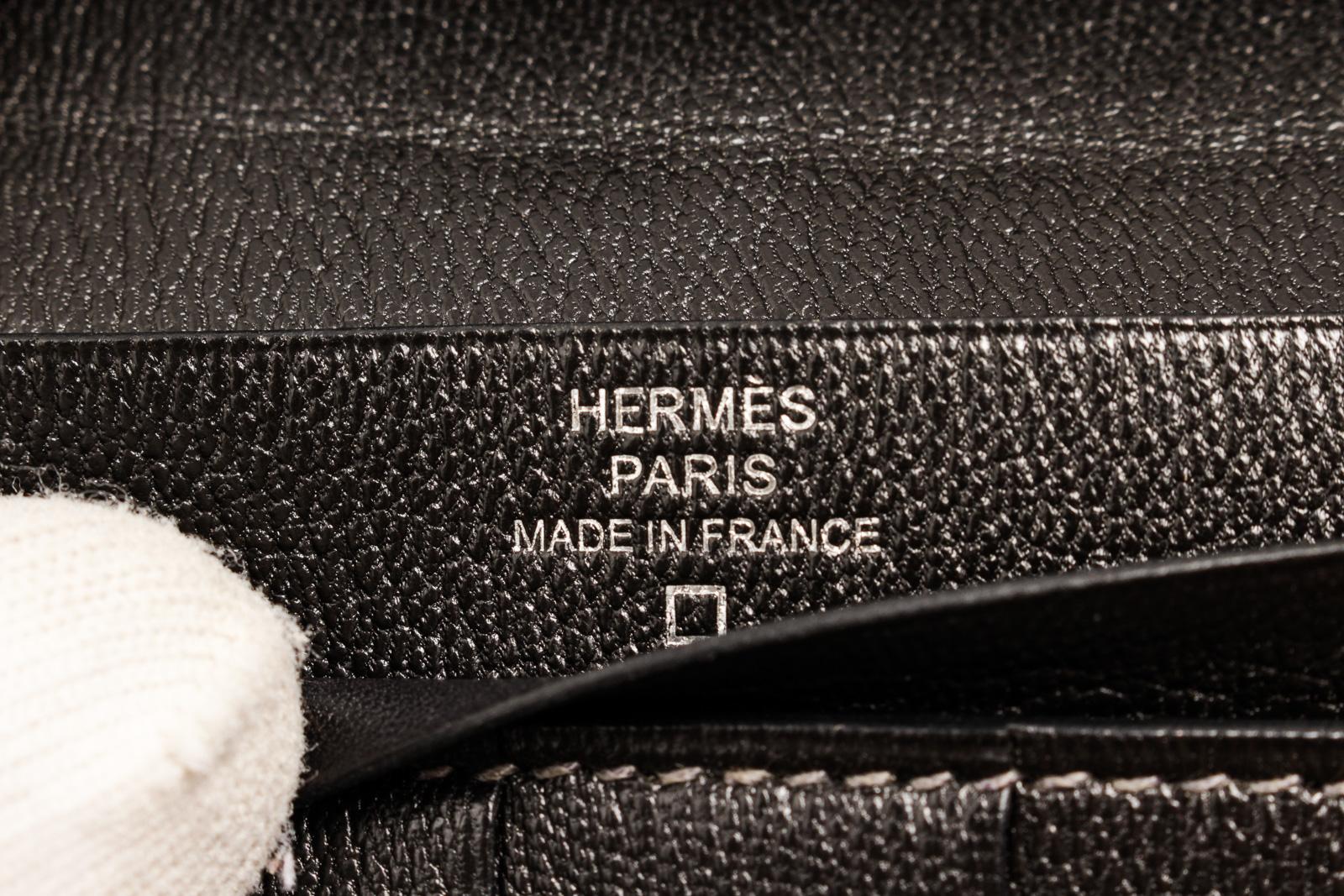 Women's Hermes Black Alligator Leather Bearn Wallet