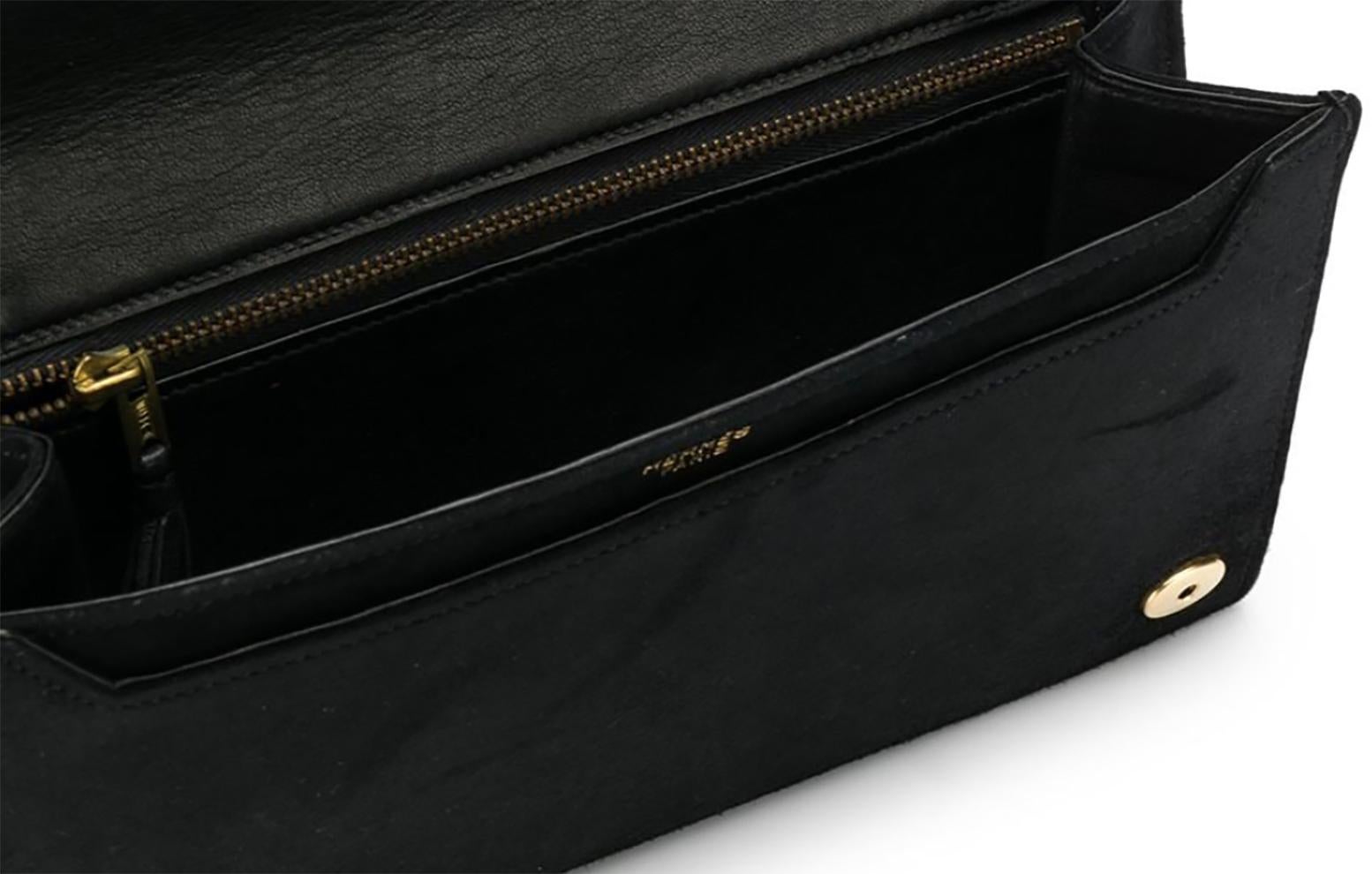 Hermes Black Alskin Clutch Bag Gold Corners In Excellent Condition In Paris, FR