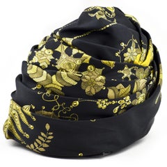 HERMES Black And Gold Silk Hat
