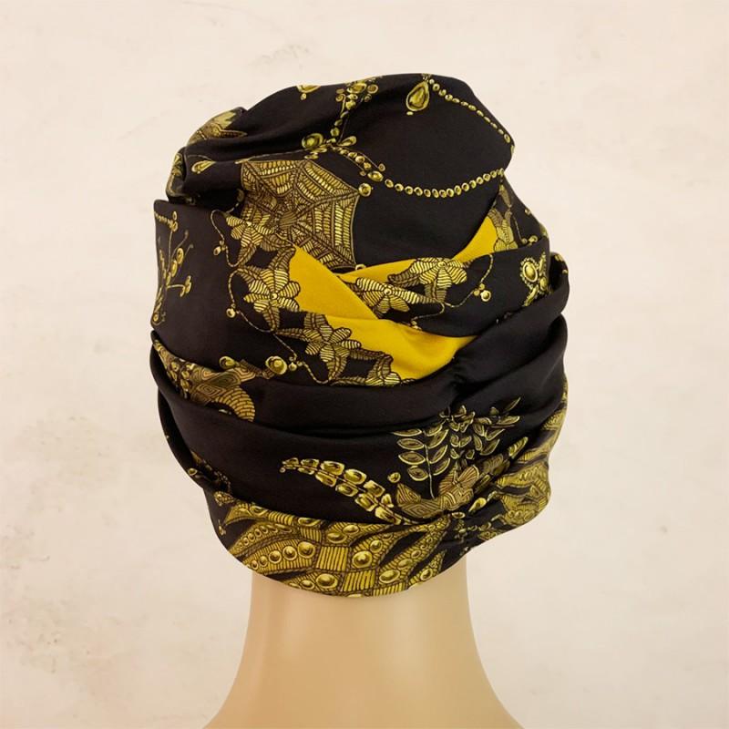 Women's HERMES Black And Gold Silk Hat For Sale