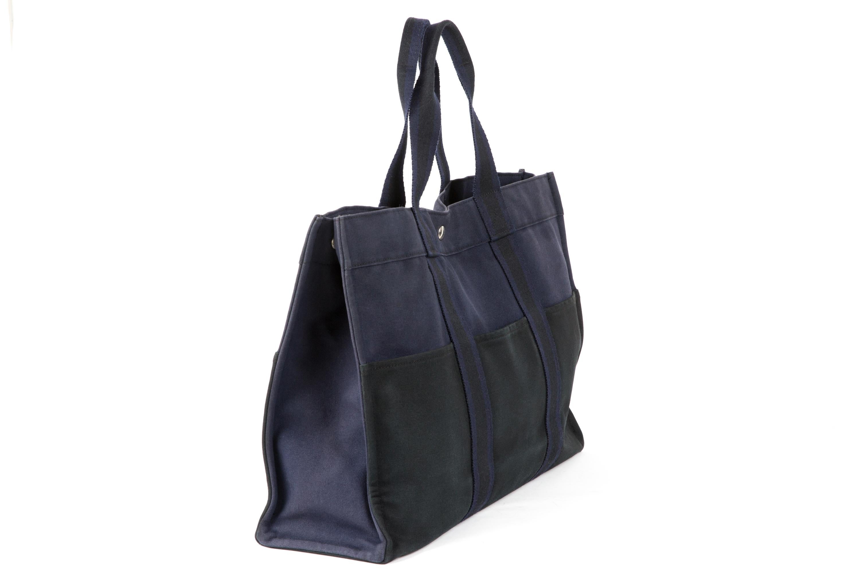 Hermes Black & navy canvas Large 
