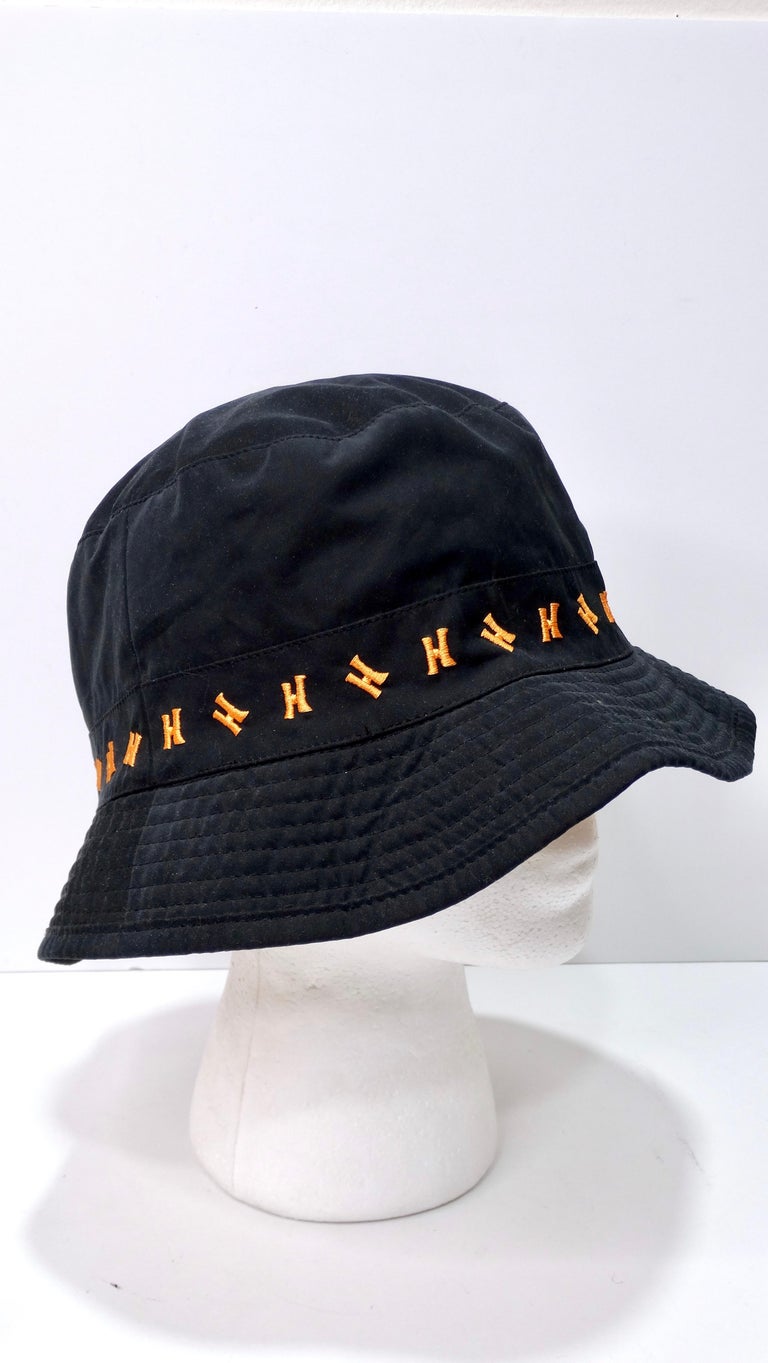 Sun's out and so are you! This vintage Hermes embroidered bucket hat is patterned with the brand's signature 'H' logo. This one is for the Hermes lovers with a love for logos! Simple and understated but you still have that designer touch with the