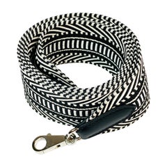 HERMES Black and White Canvas Logo Shoulder Strap